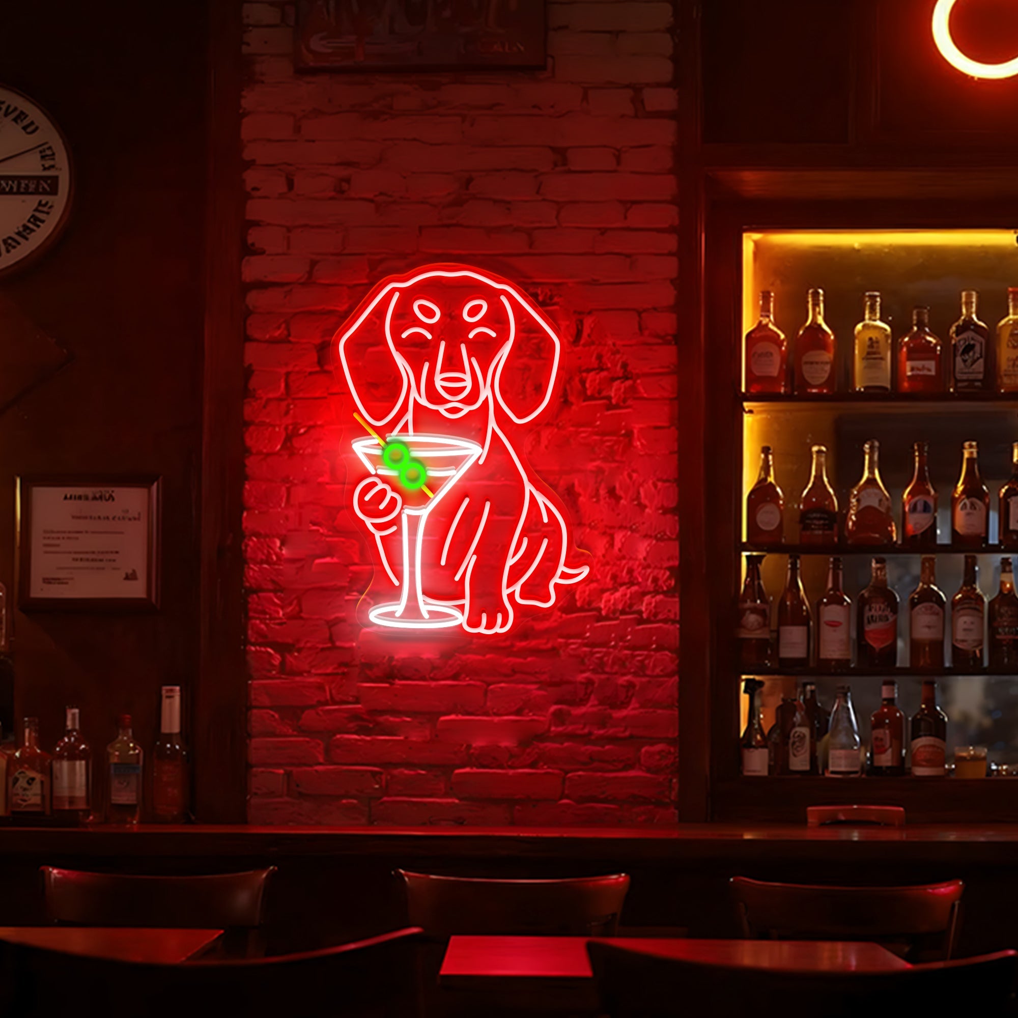 Dachshund Drinking Cocktail Neon Sign