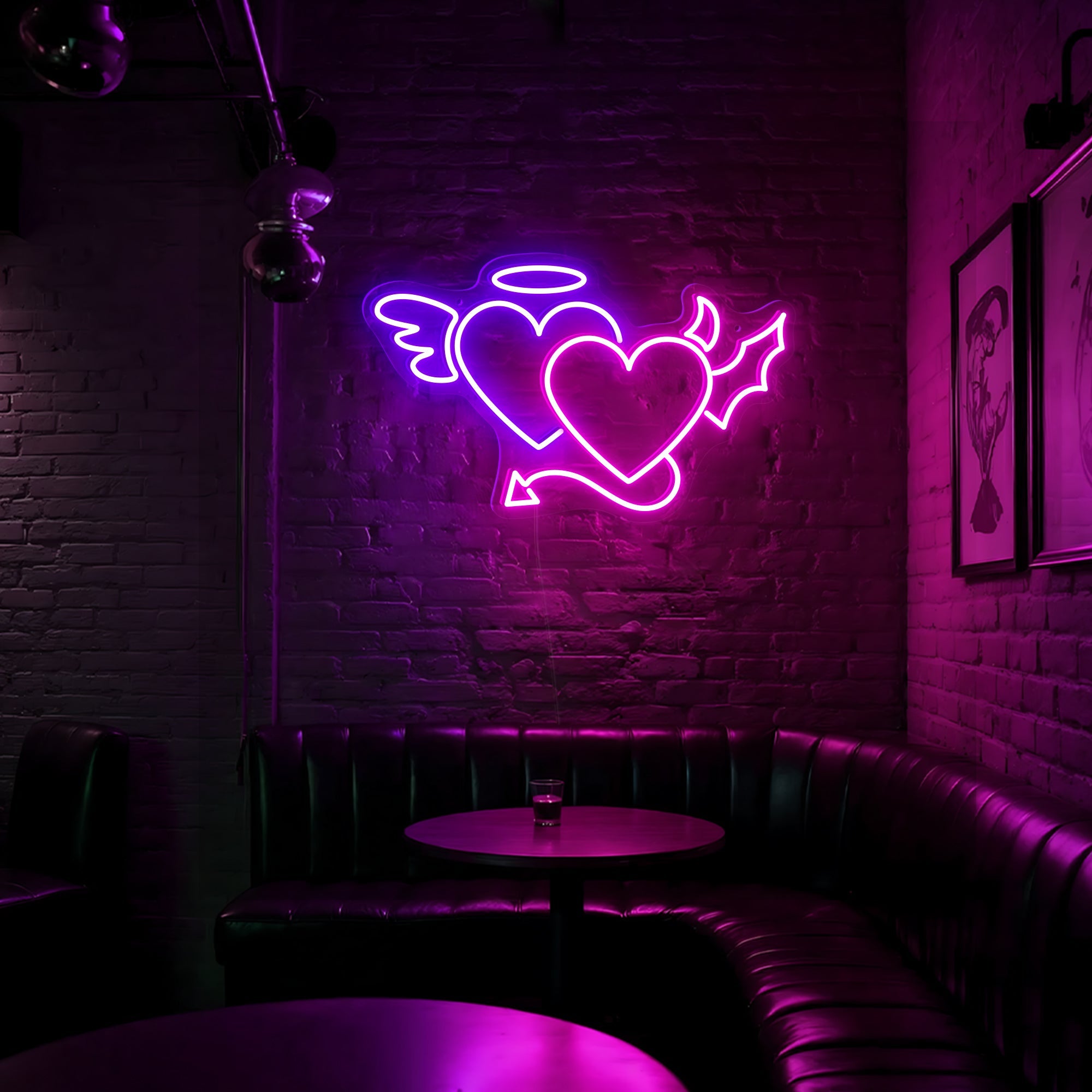 Angel and Devil Heart Neon Sign