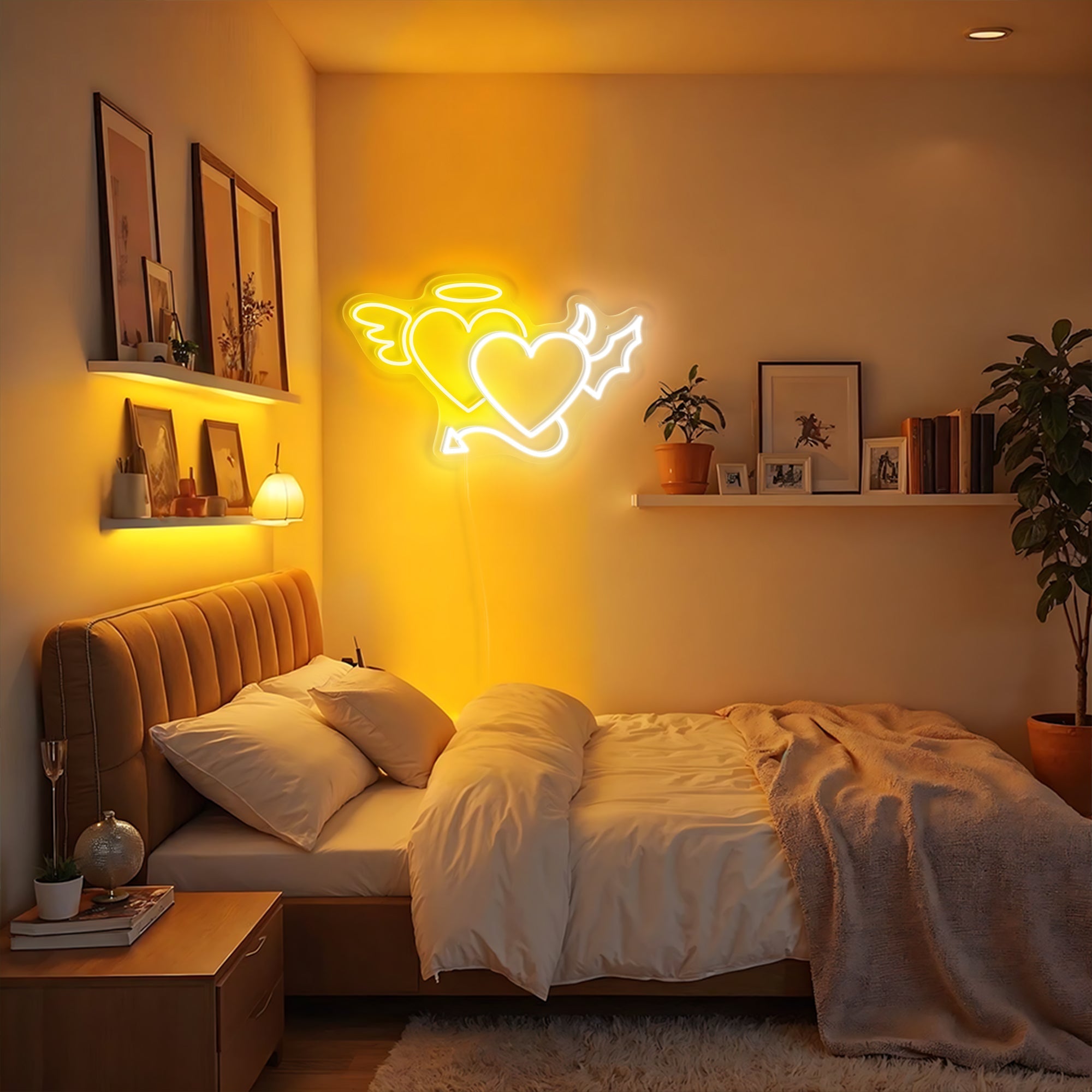 Angel and Devil Heart Neon Sign