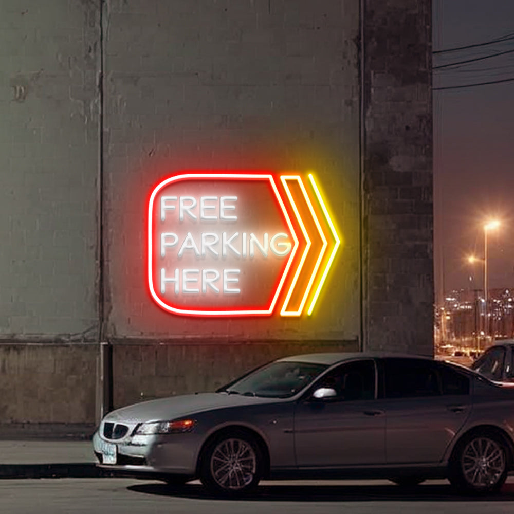 Free Parking Here LED Neon Sign