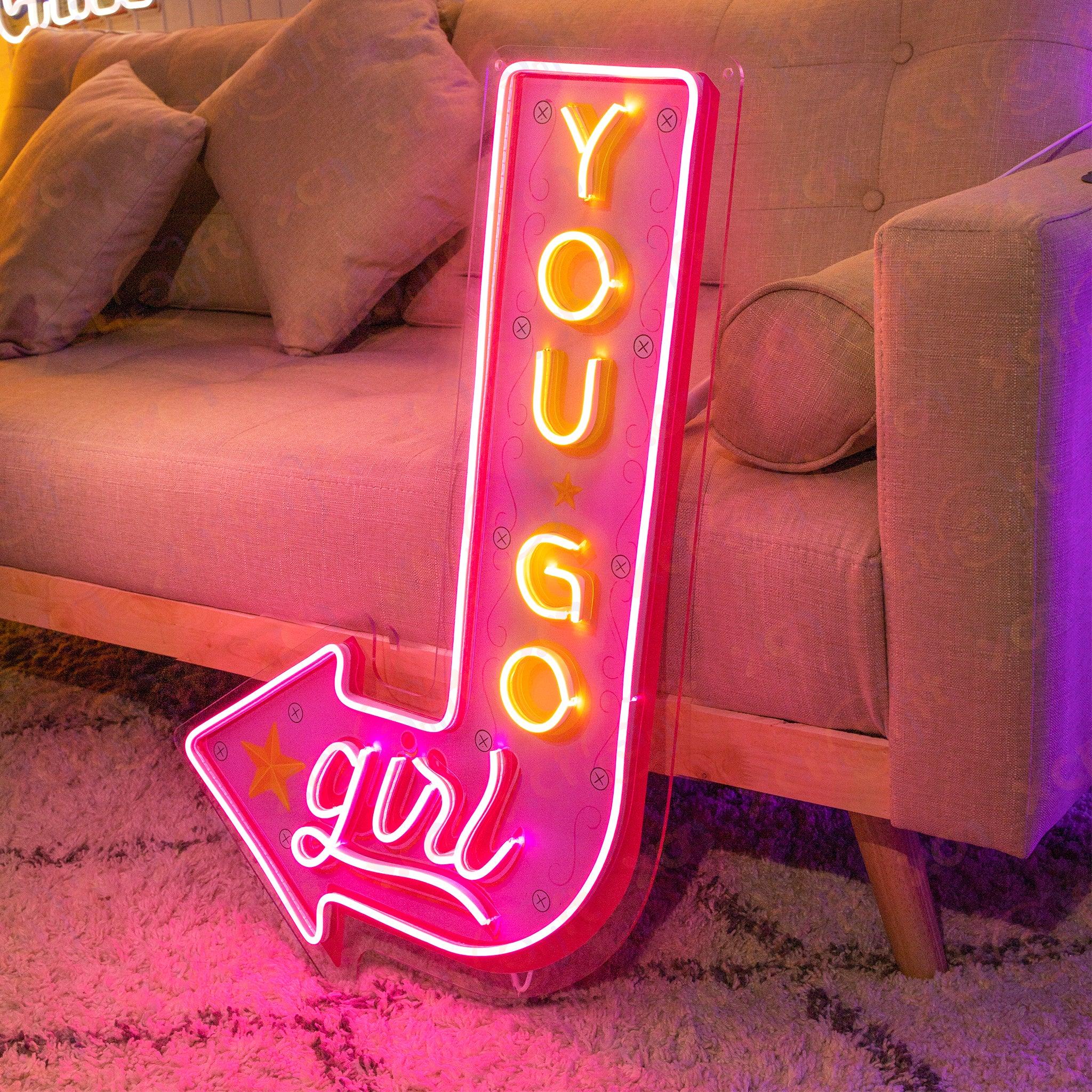 You Go Girl UV Printed Neon Sign Vintage Vibe