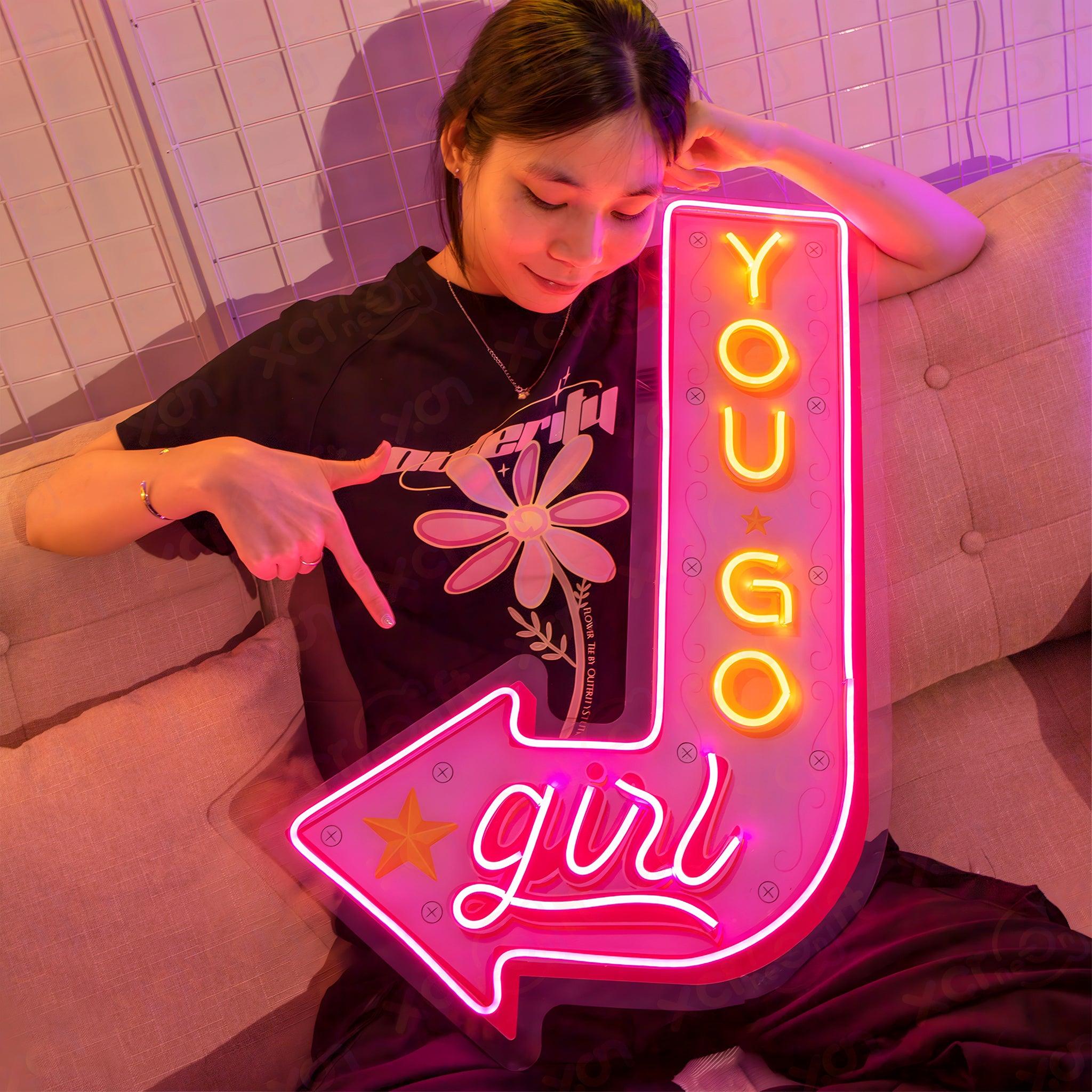 You Go Girl UV Printed Neon Sign Vintage Vibe