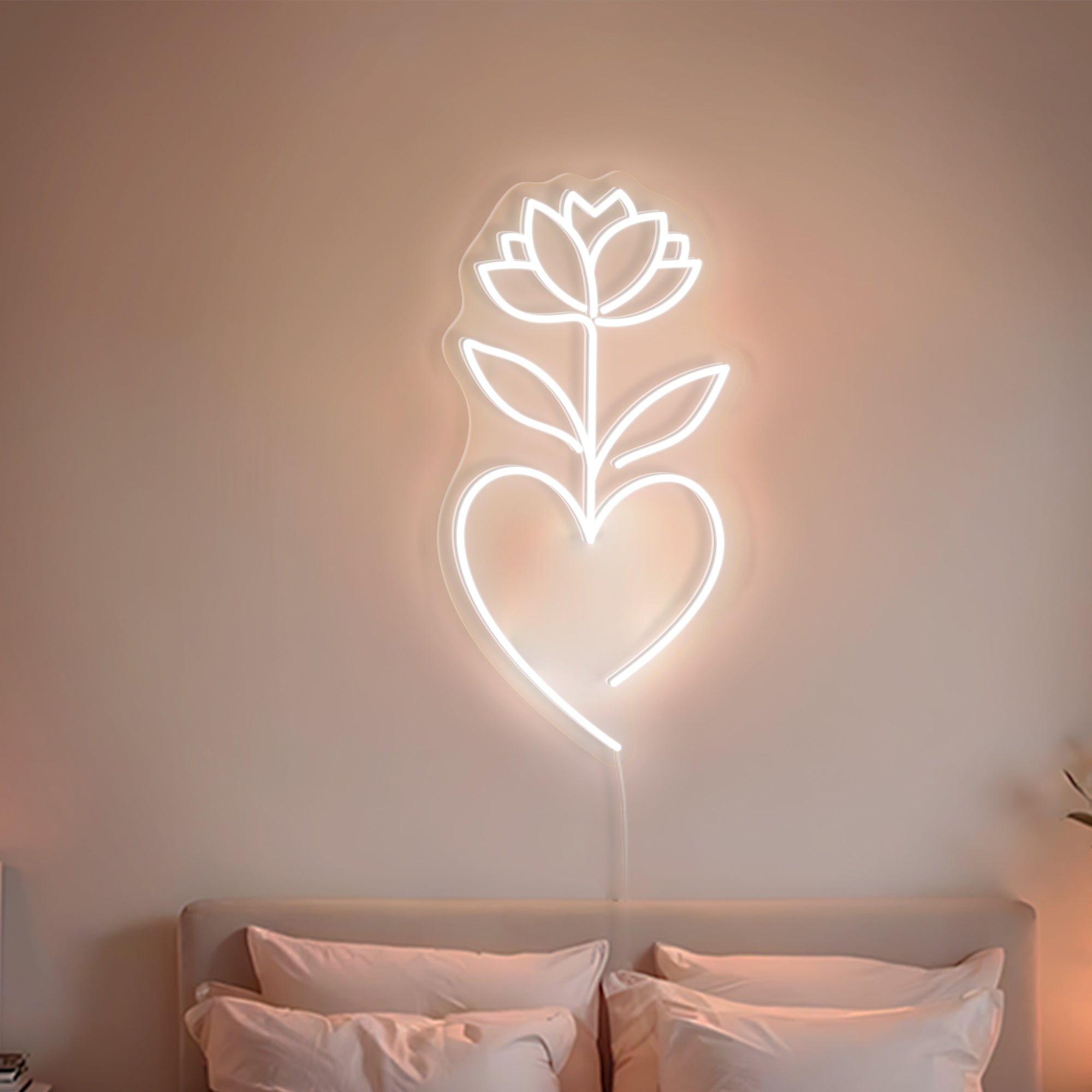 Flower Heart Custom Name Neon Sign