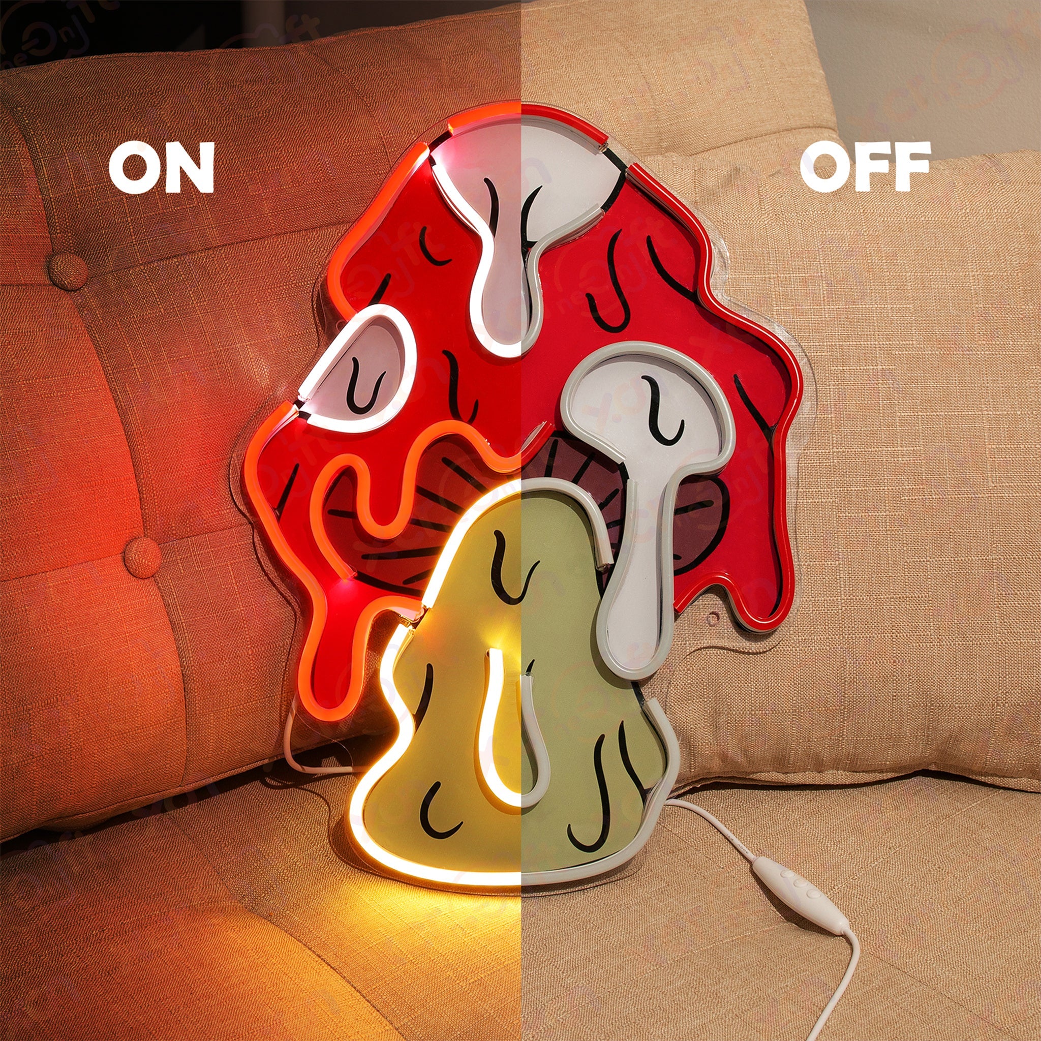 Melted Mushroom UV Printed Neon Sign