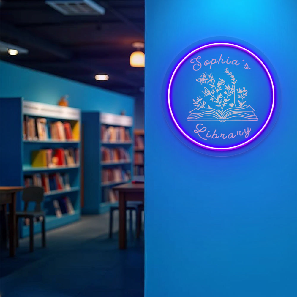 Personalized Library Name LED Neon Sign