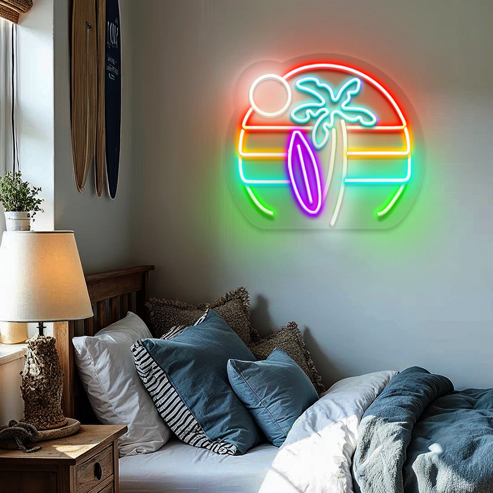 Beach Sunset Palm Tree Neon Sign LED