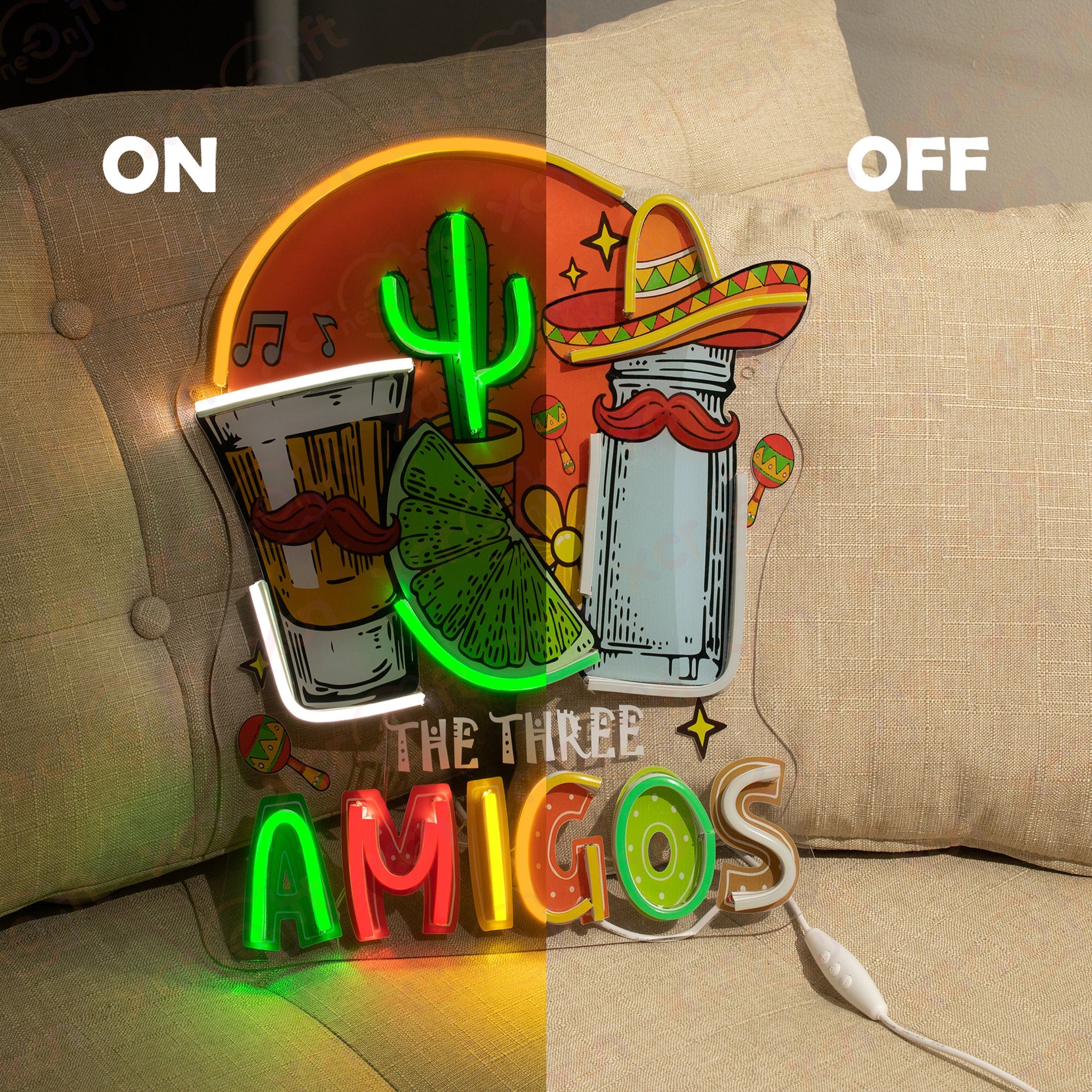 Three Amigos Printed LED Neon Sign