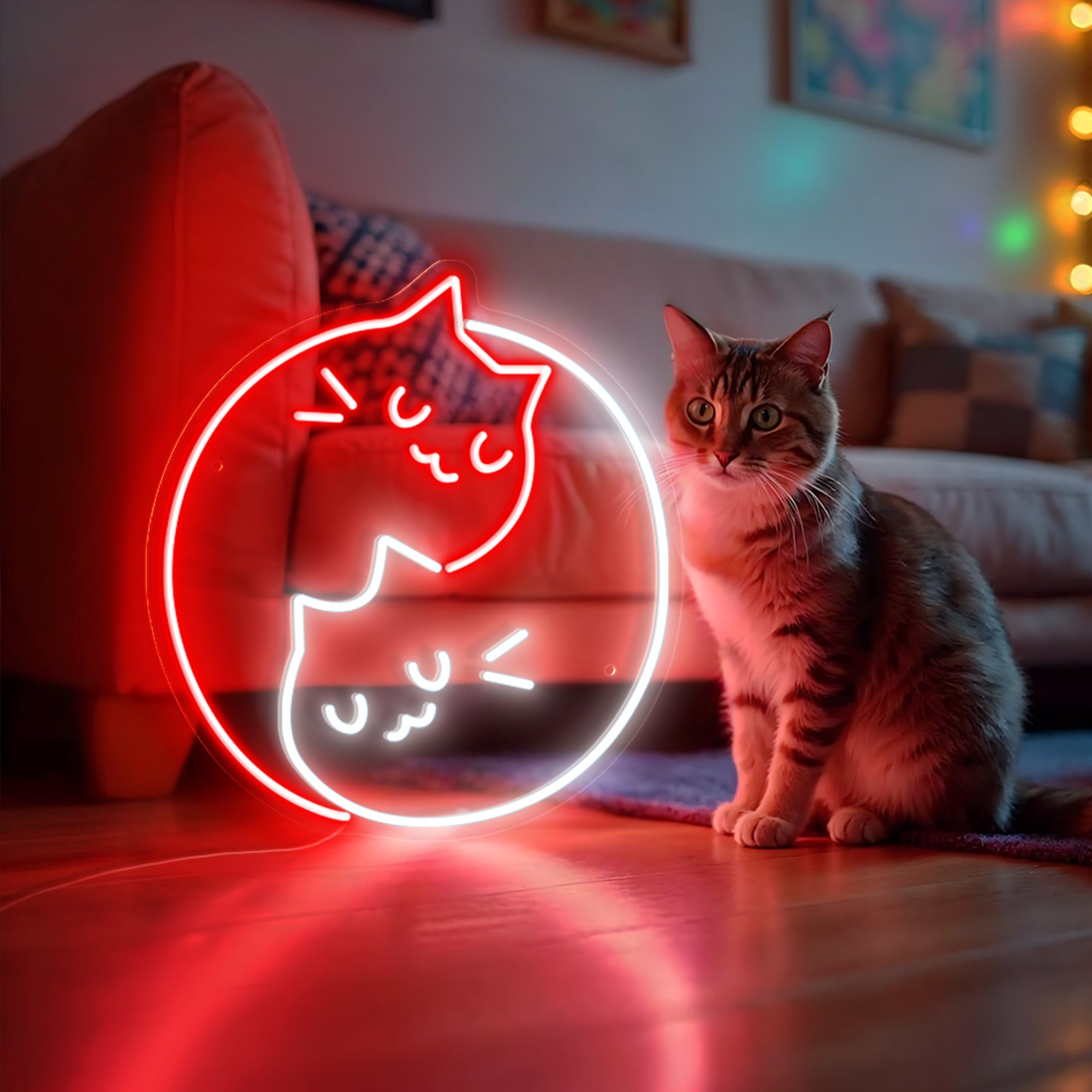 Yin Yang Cat Neon Sign