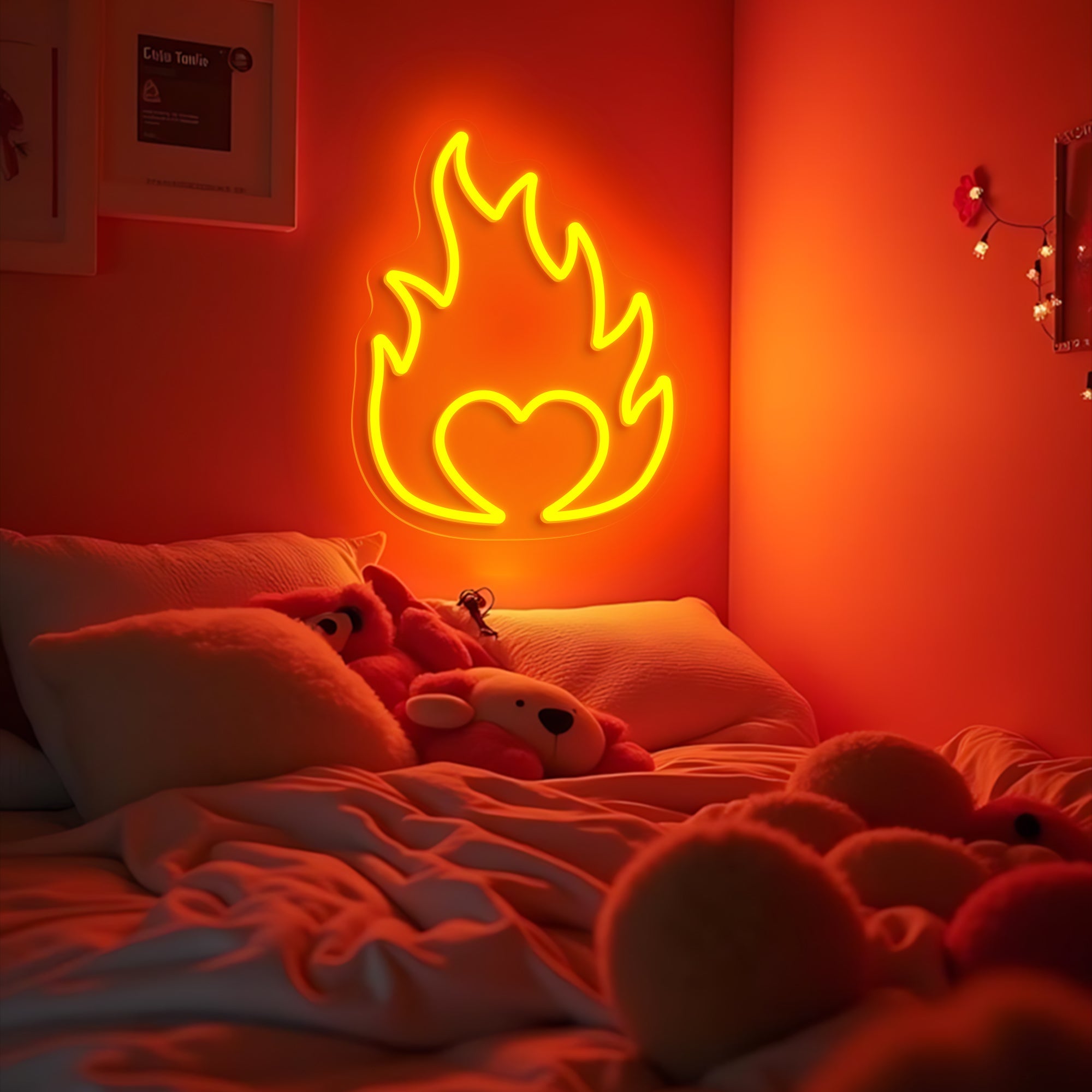 Heart on Fire Neon Sign