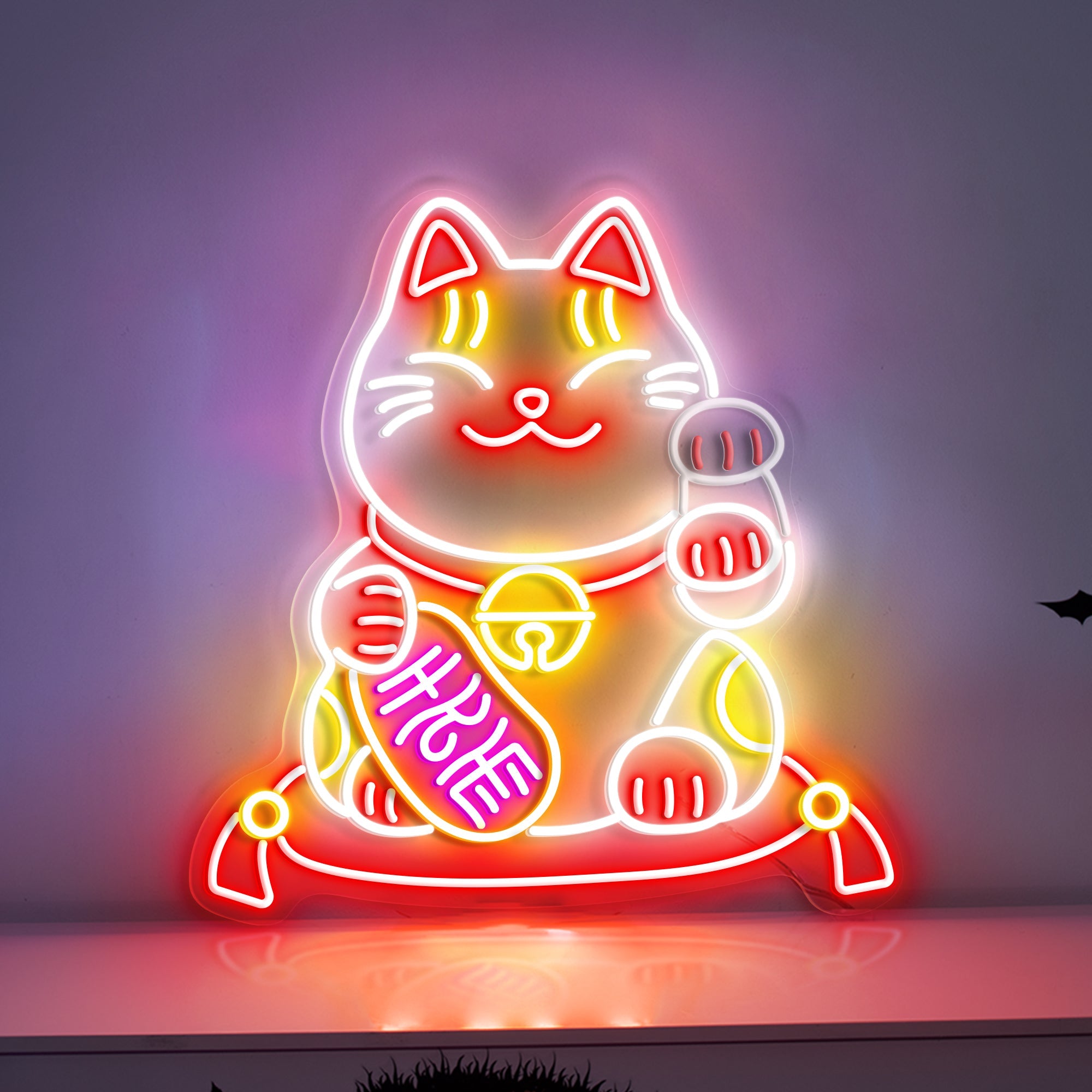 Waving Lucky Cat Neon Sign