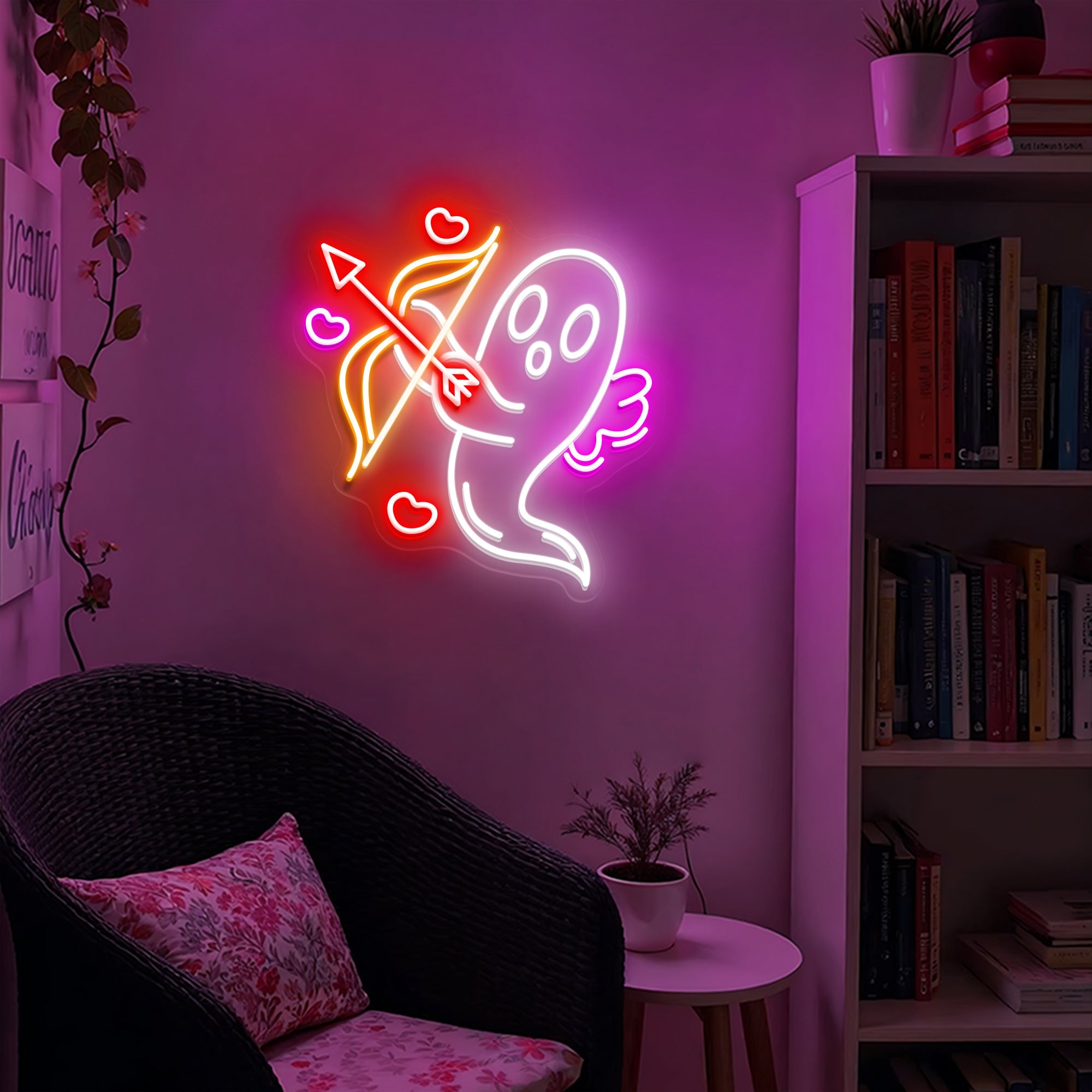 Cupid Ghost Neon Sign