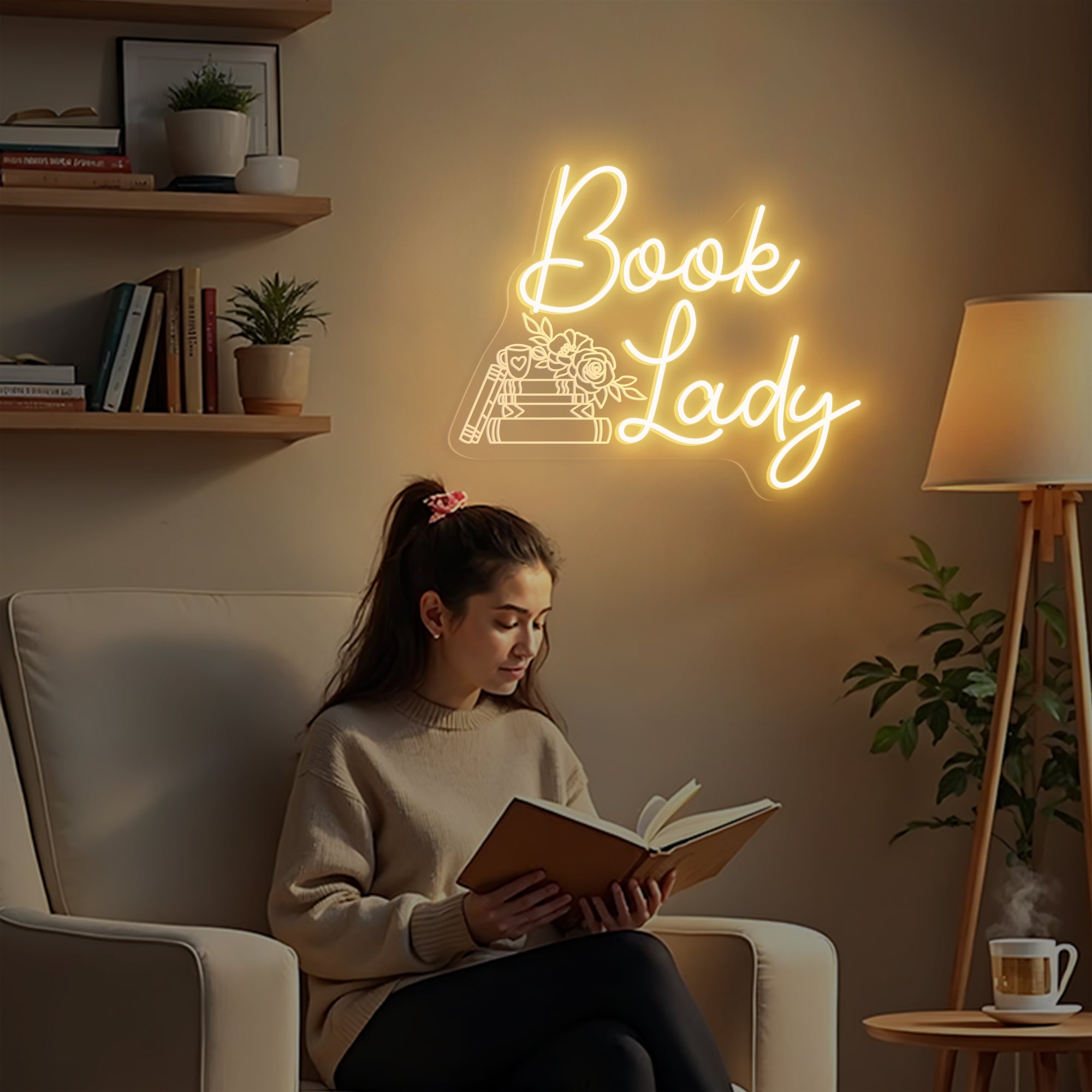 Book Lady Neon Sign