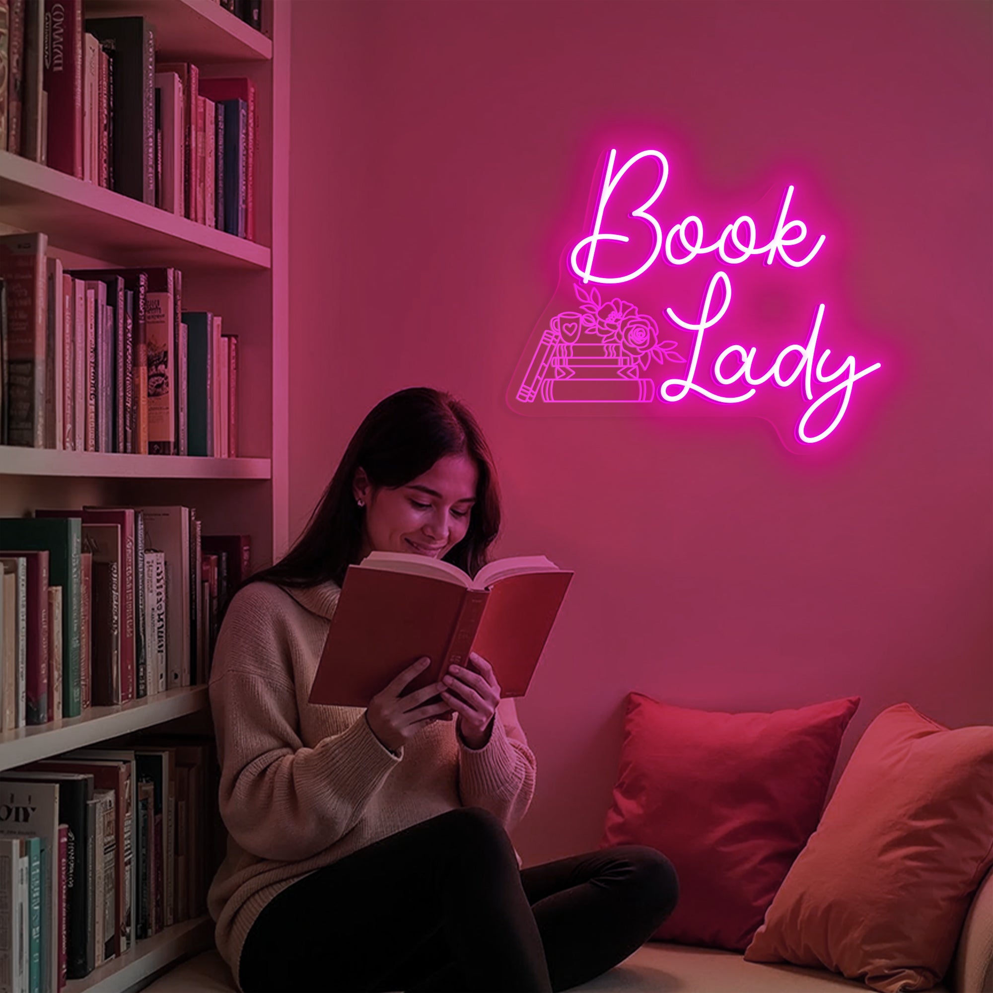 Book Lady Neon Sign