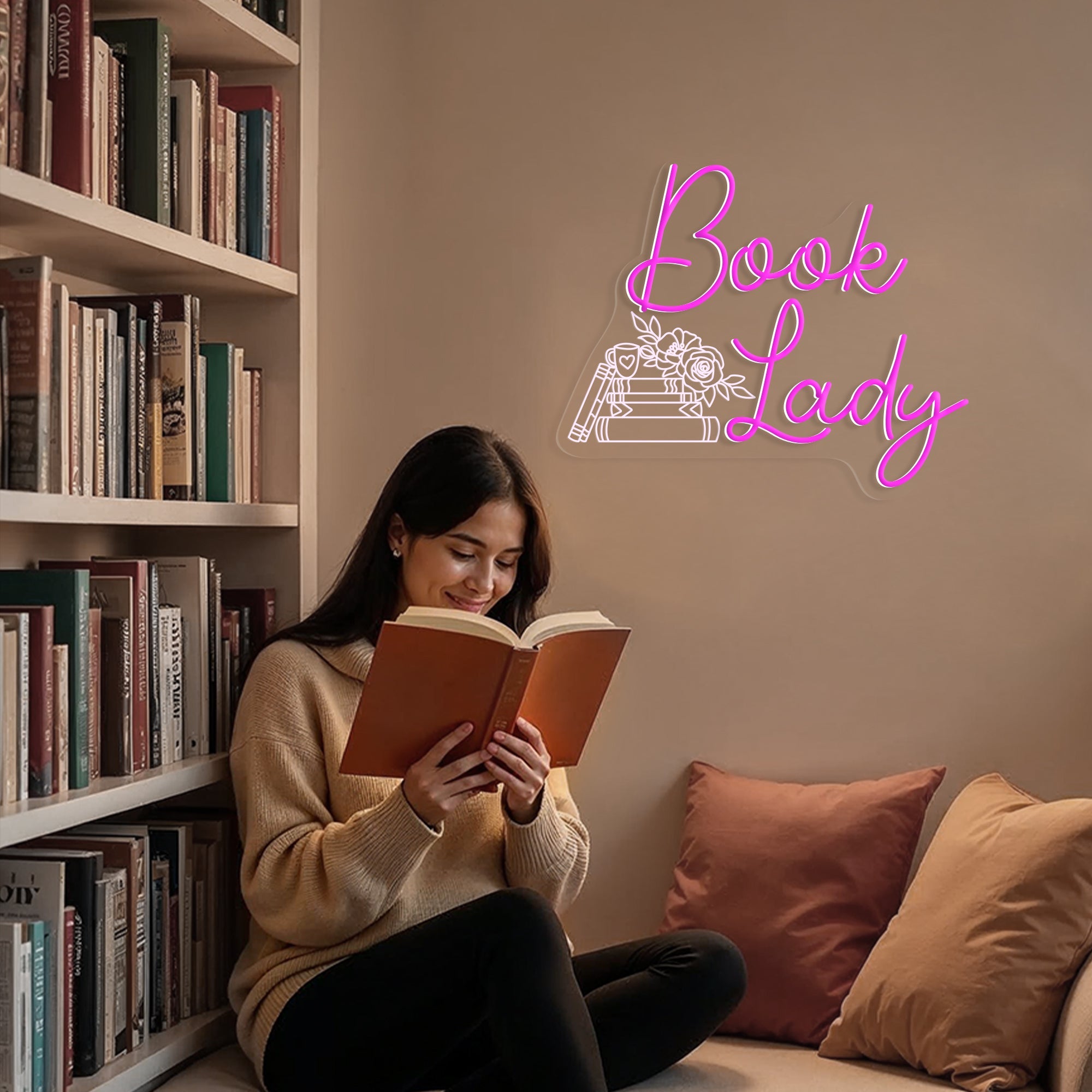 Book Lady Neon Sign