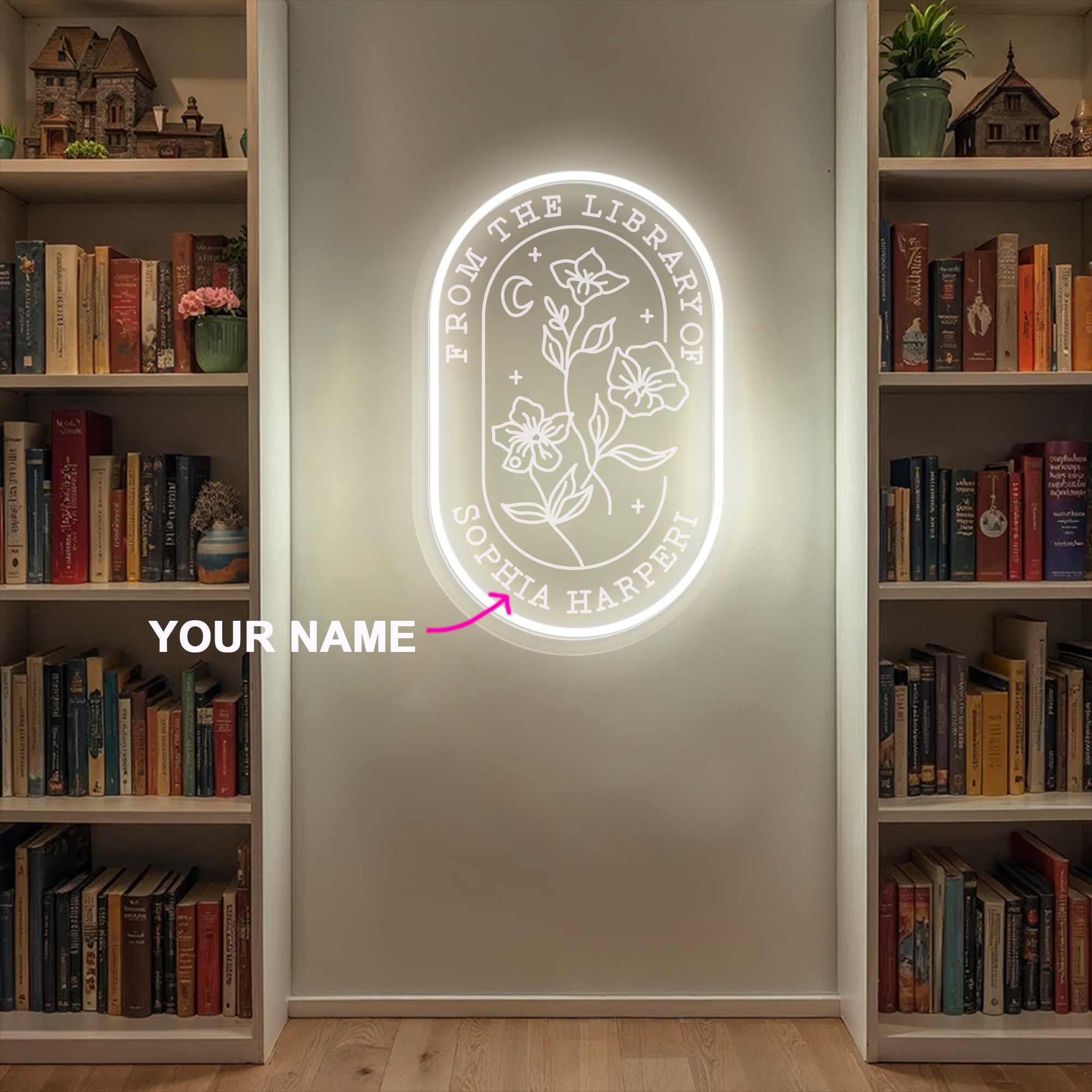 Oval Custom Name Library Neon Sign 2