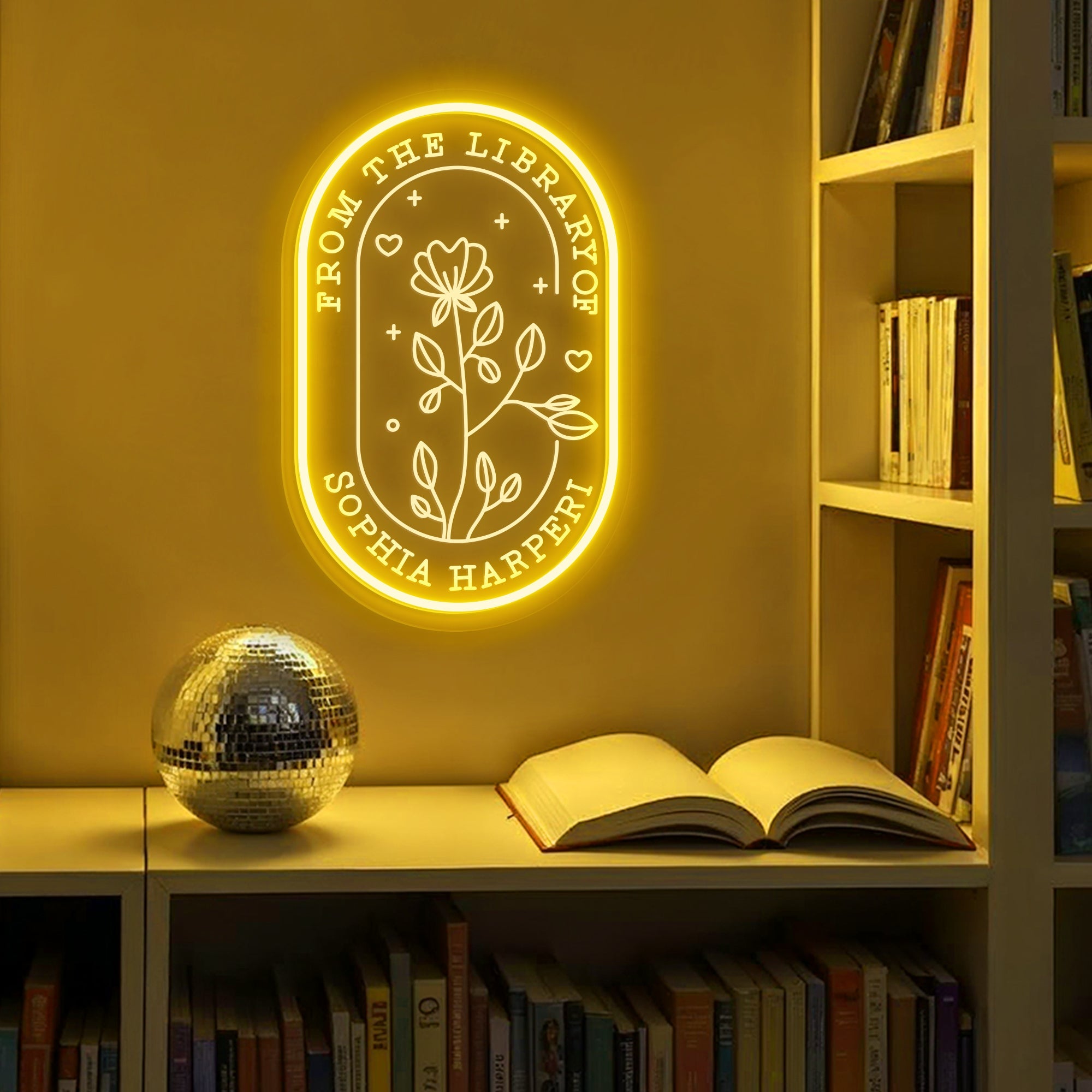 Custom Library Name Oval LED Sign