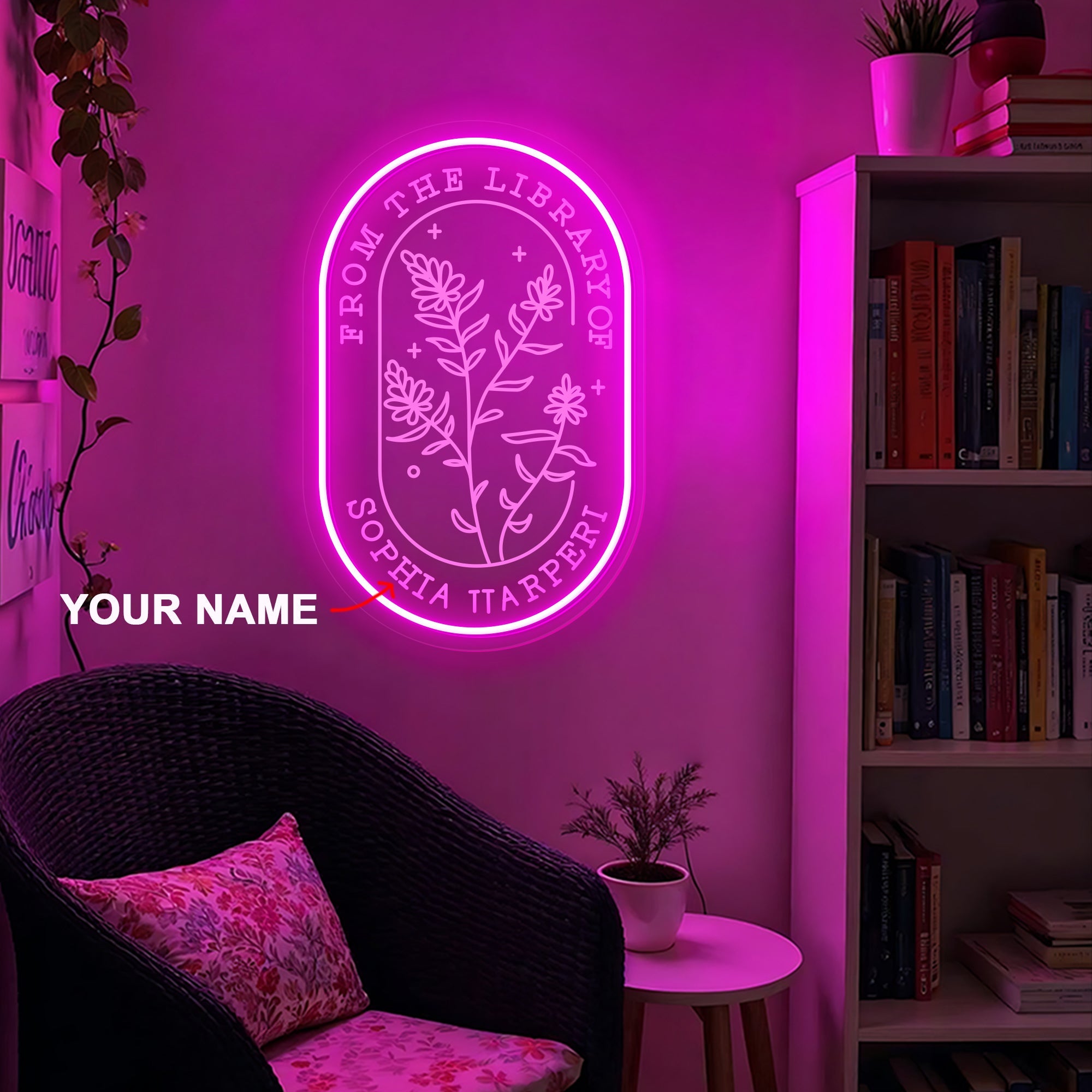 Oval Custom Name Library Neon Sign 1