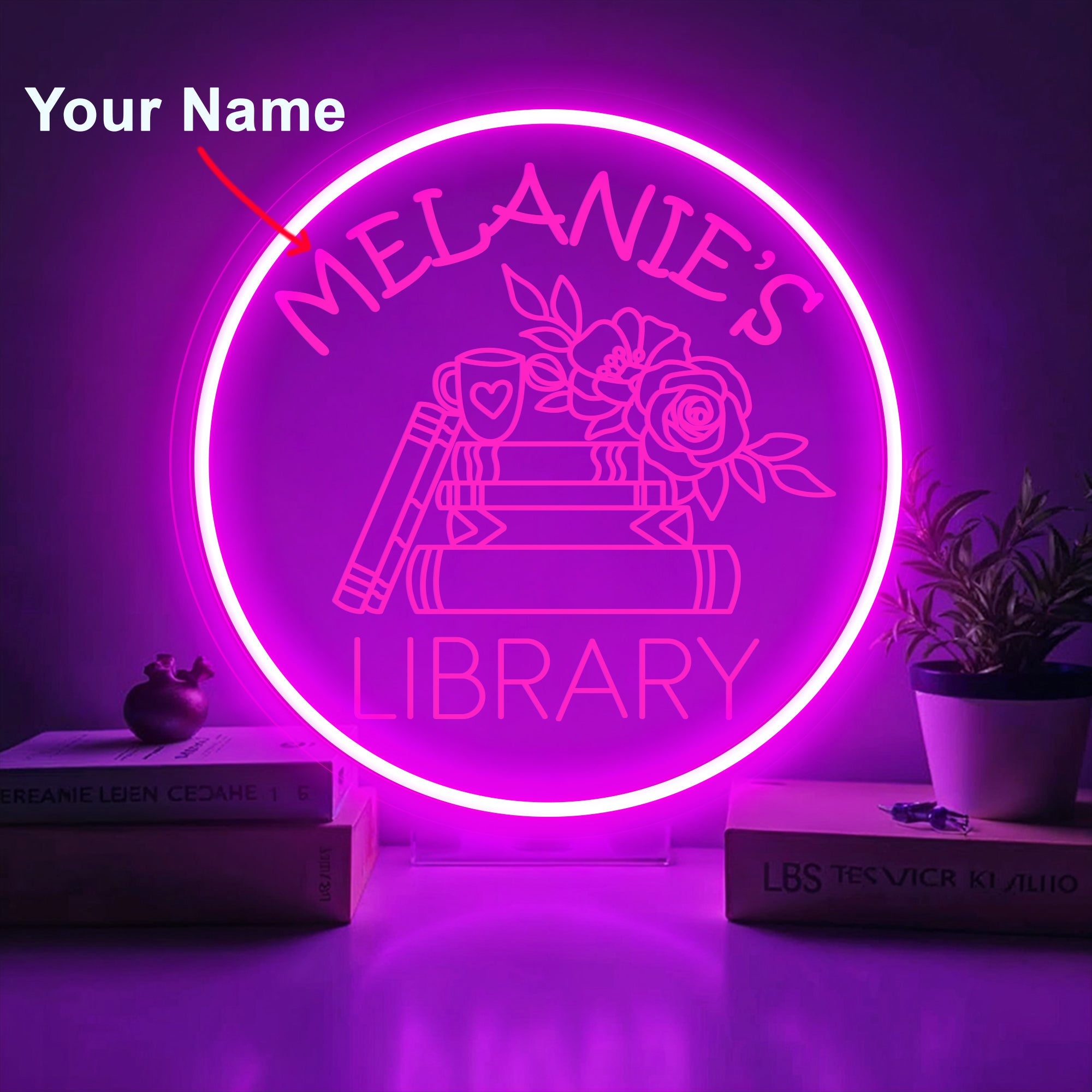 Custom Name Book Neon Sign 