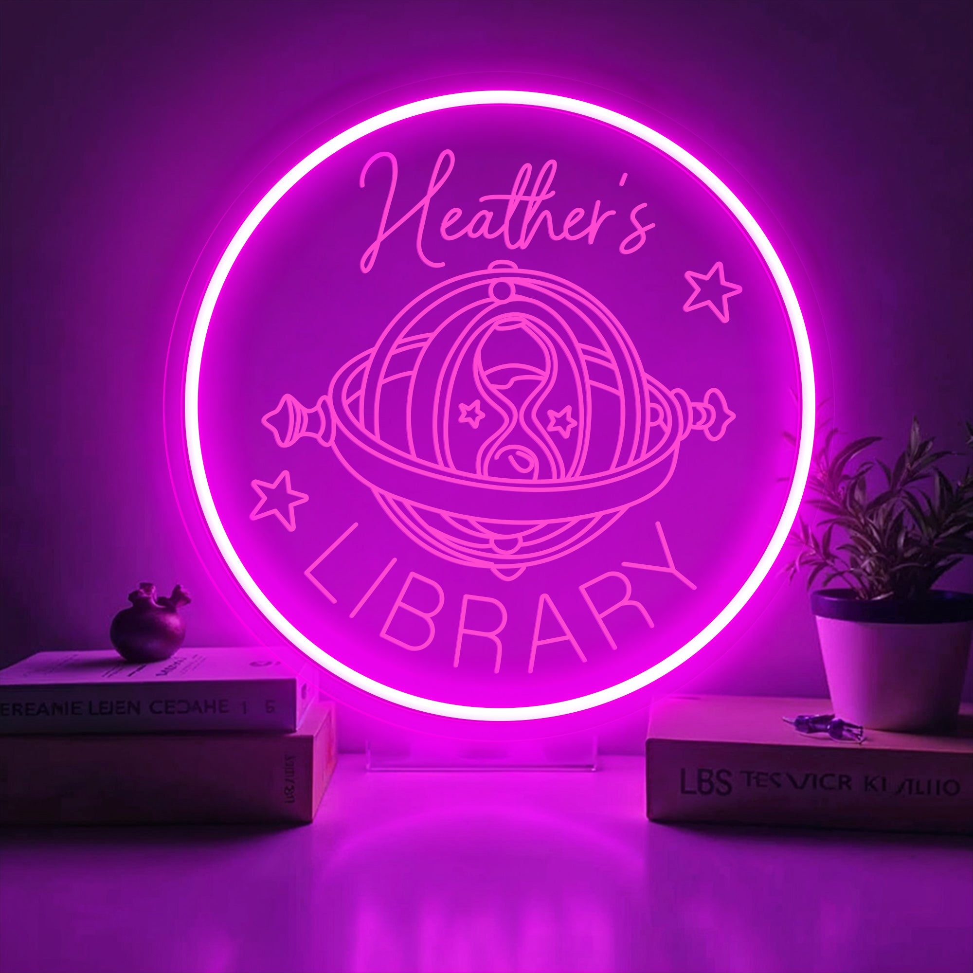 Custom Name Book Neon Sign 