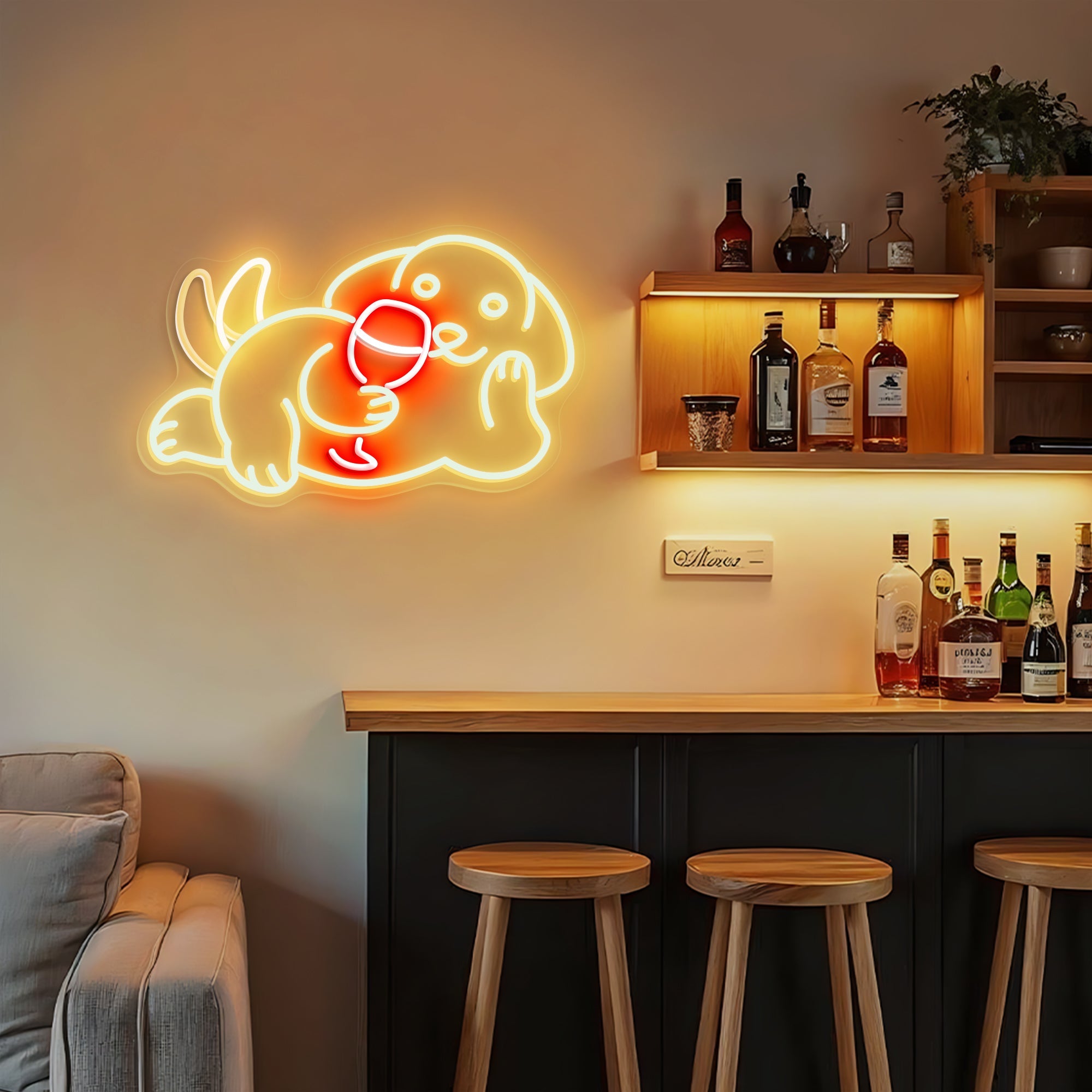 Dog Neon Sign with Wagging Tail