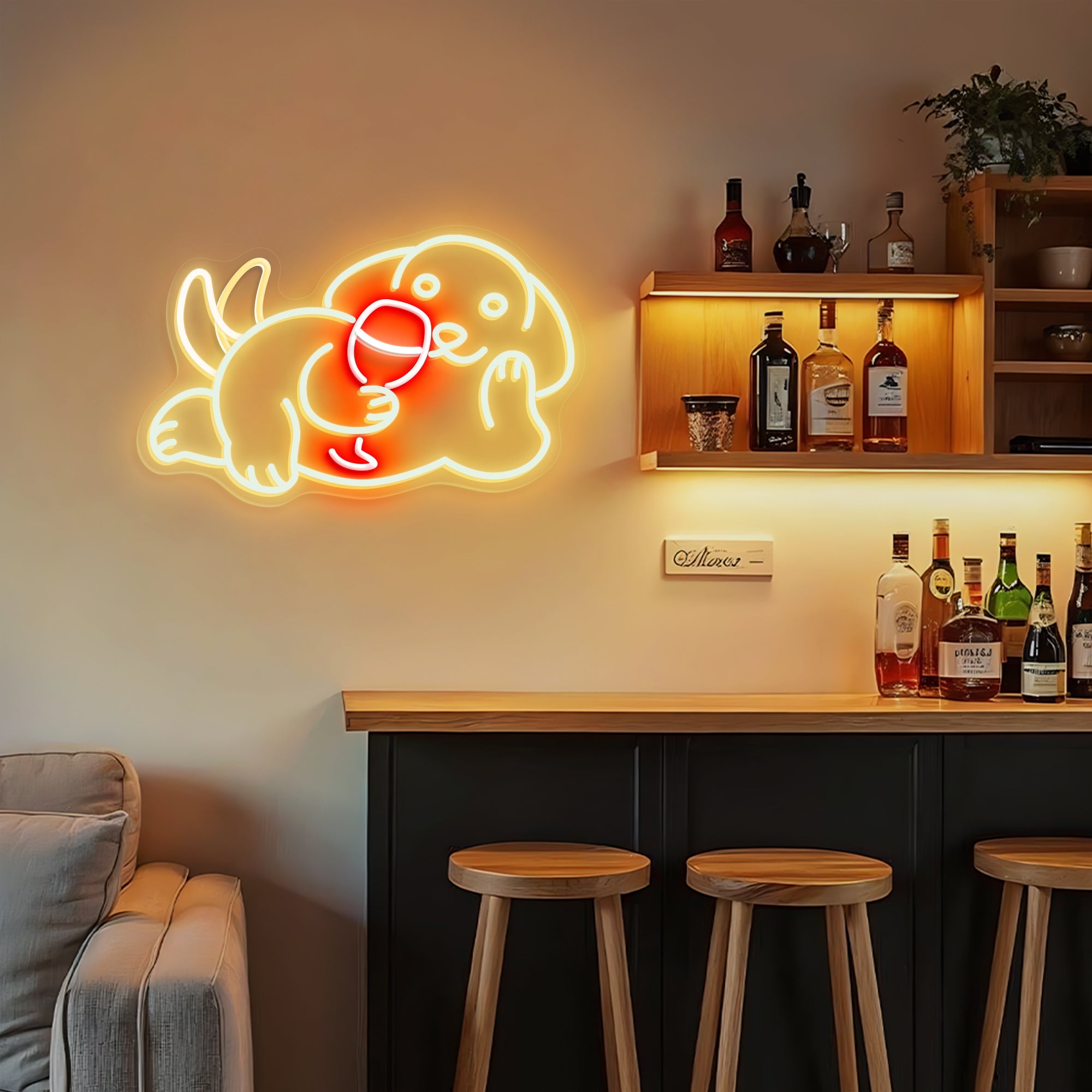 Dog Neon Sign with Wagging Tail