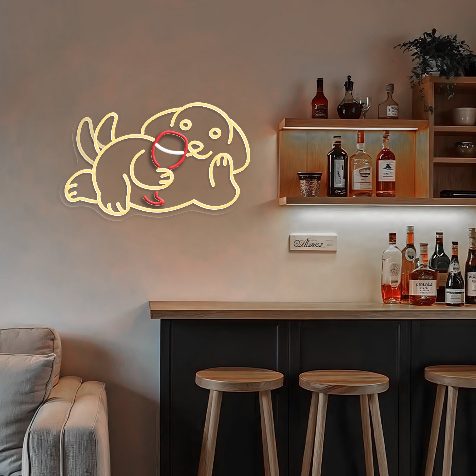 Dog Neon Sign with Wagging Tail