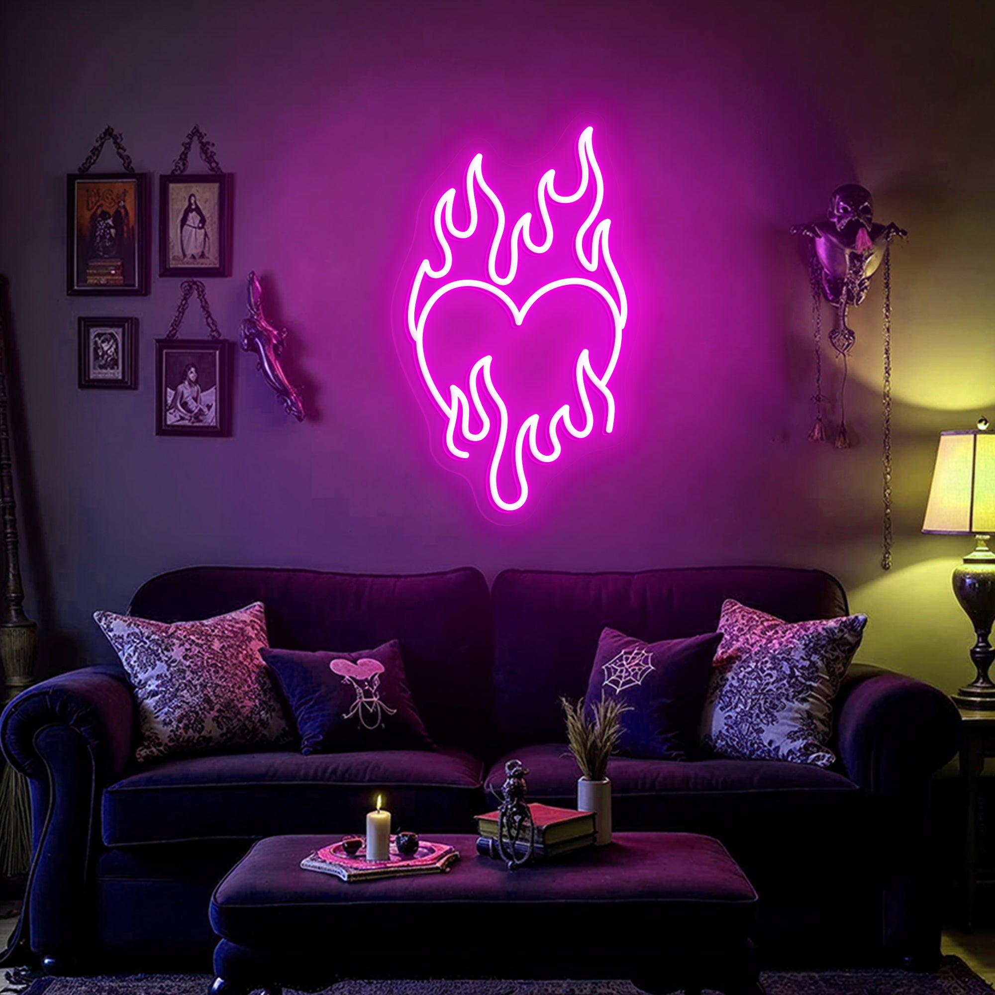 Flaming Heart Neon Sign