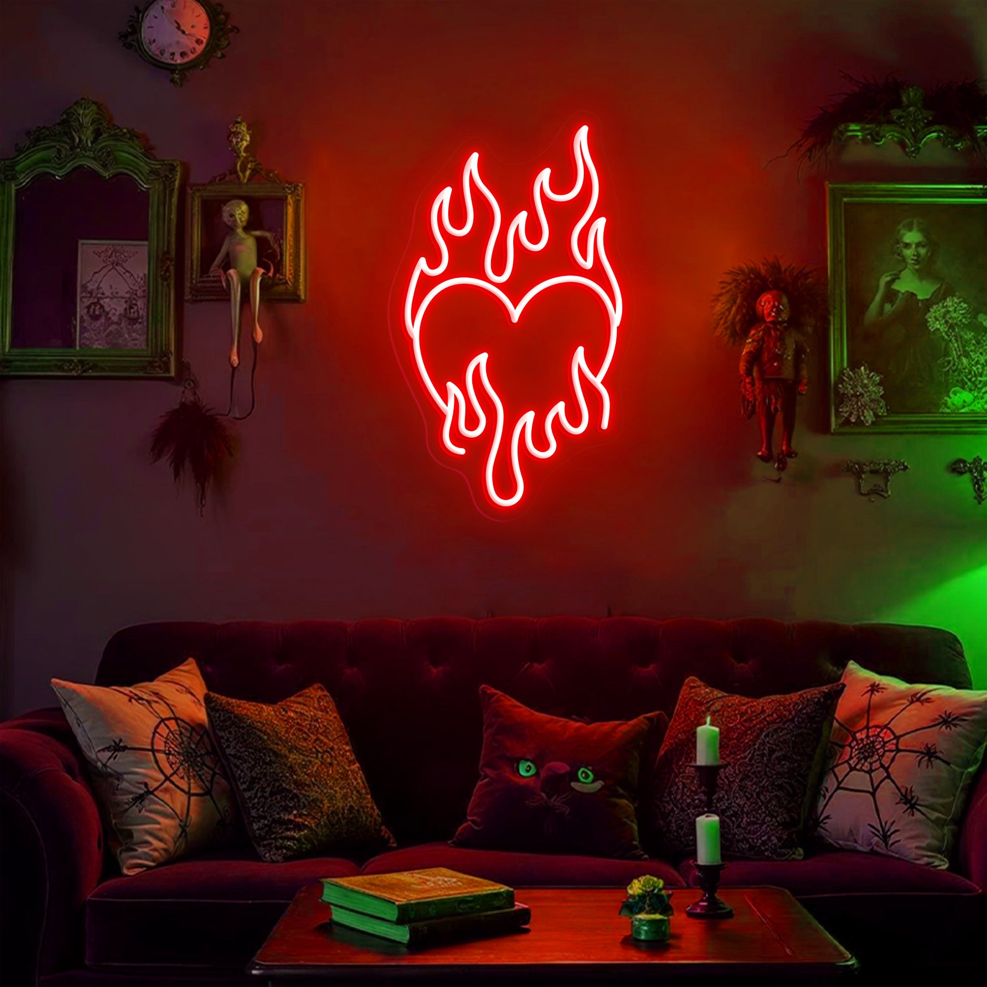 Flaming Heart Neon Sign