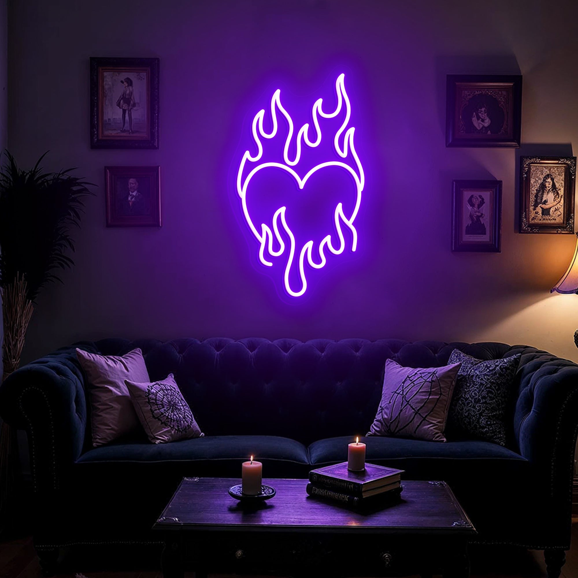 Flaming Heart Neon Sign