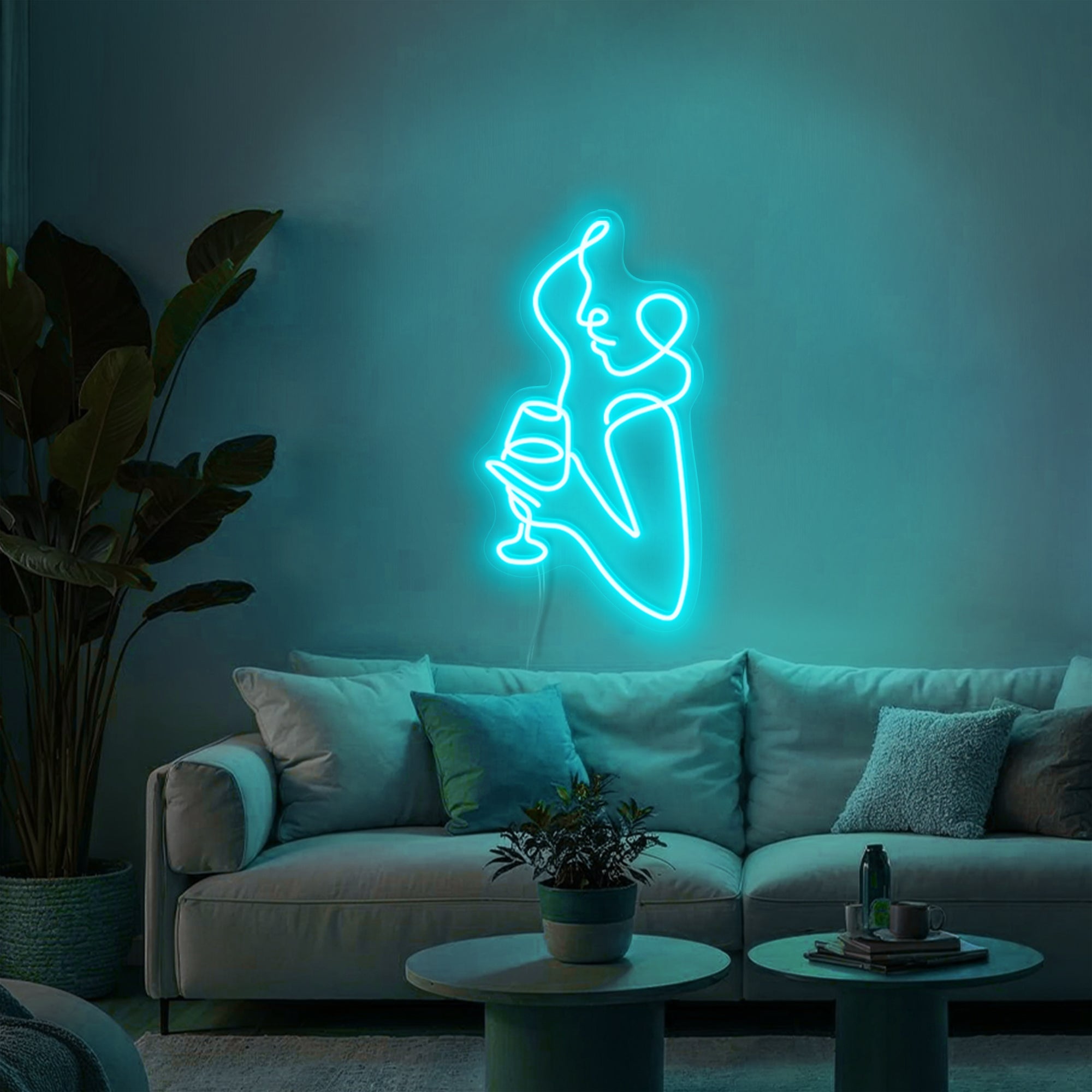 Girl Holding Glass Neon Sign