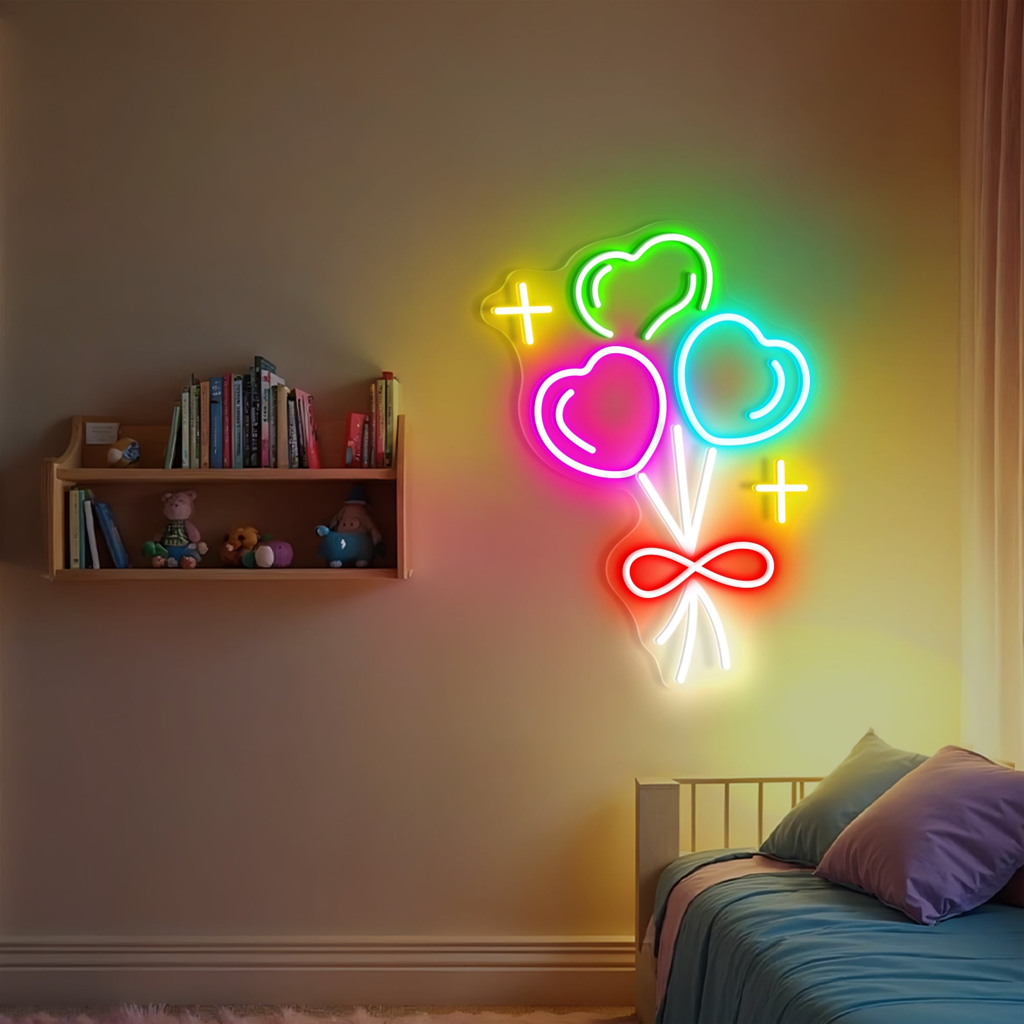 Heart Balloon Bouquet Neon Sign