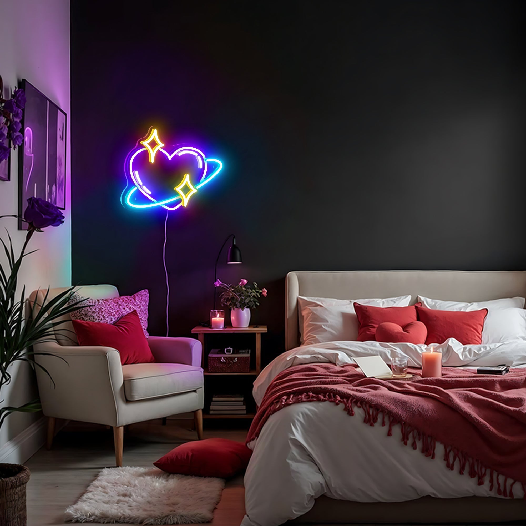 Valentine Heart Bling Neon Sign