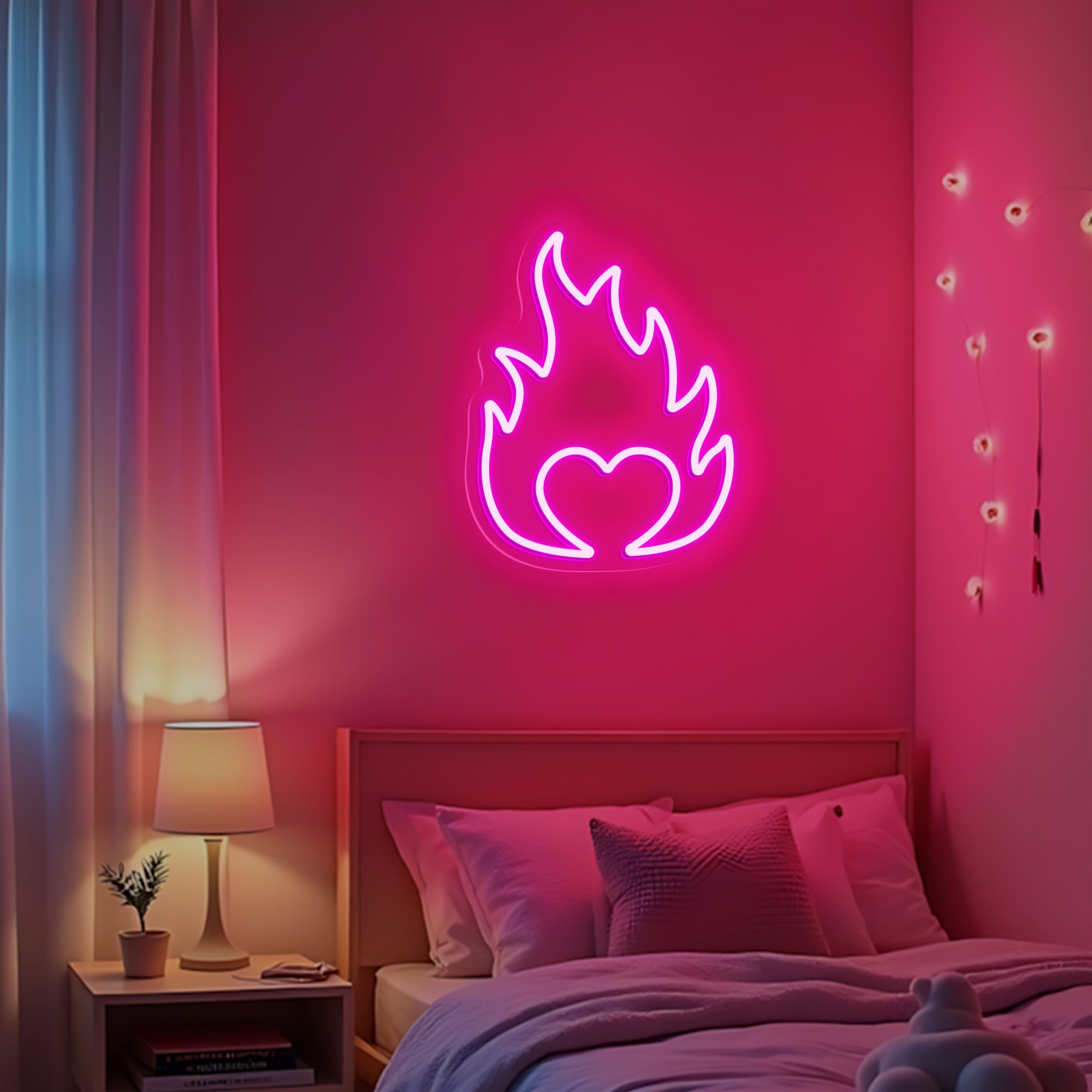 Heart on Fire Neon Sign