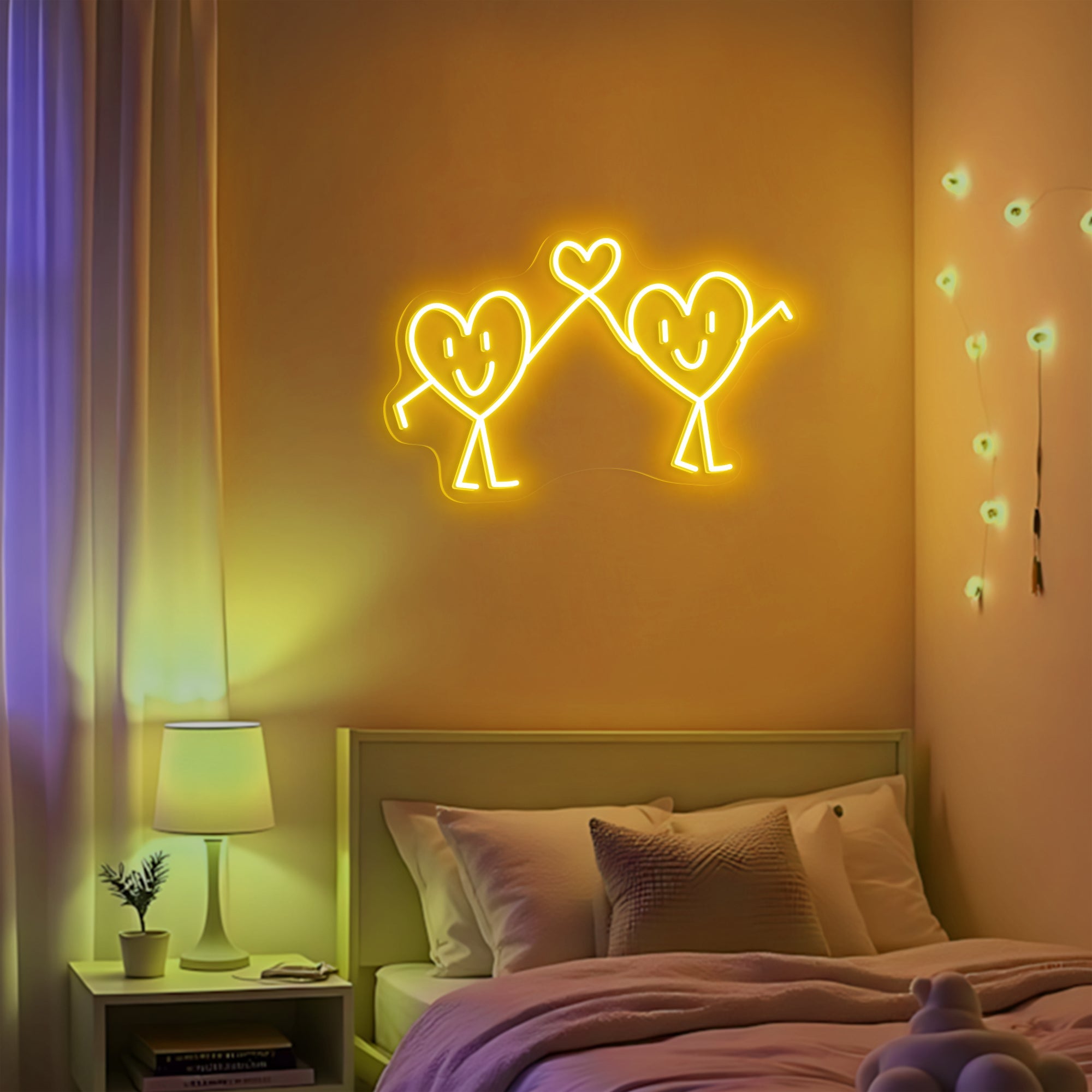 Cute Twin Heart Neon Sign