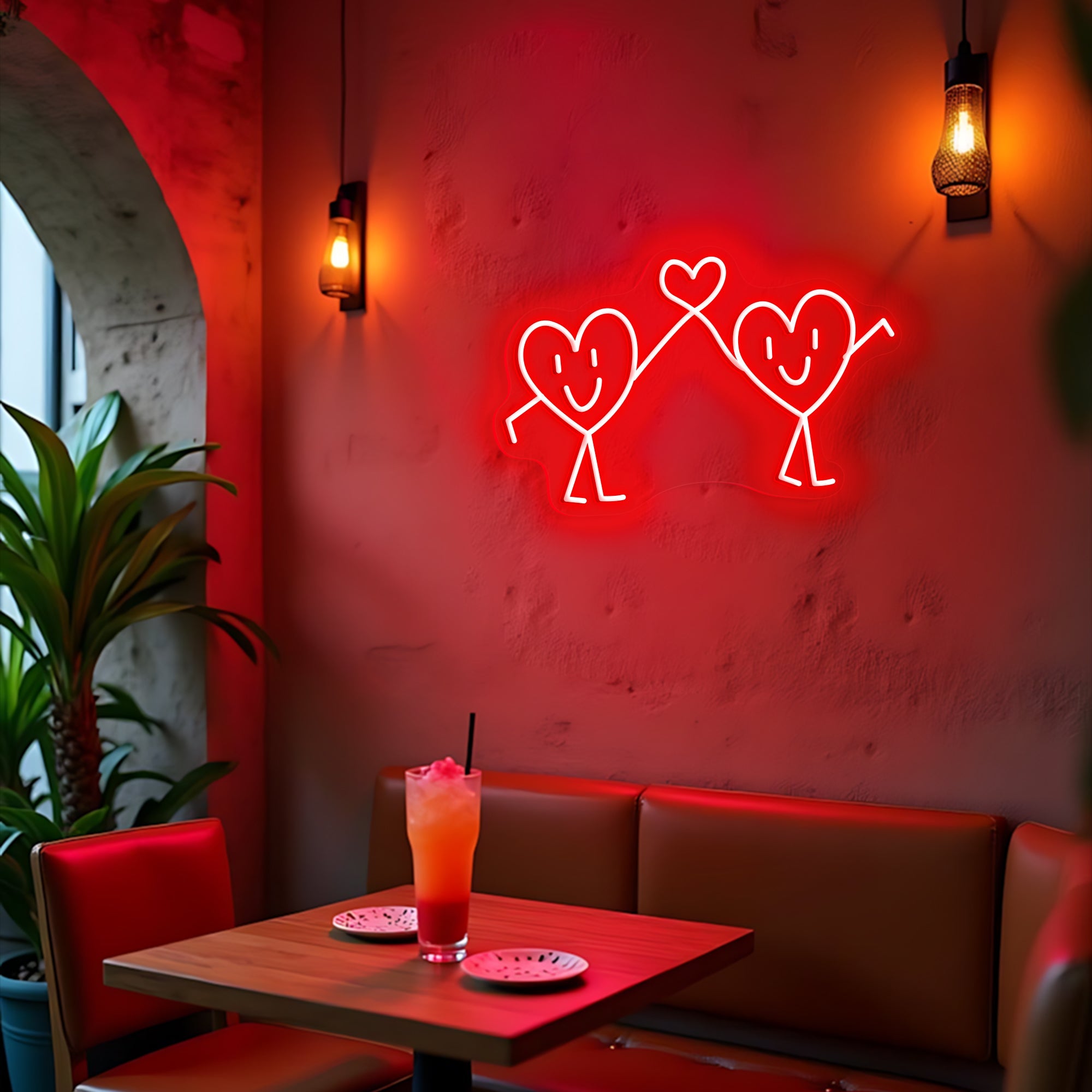 Cute Twin Heart Neon Sign