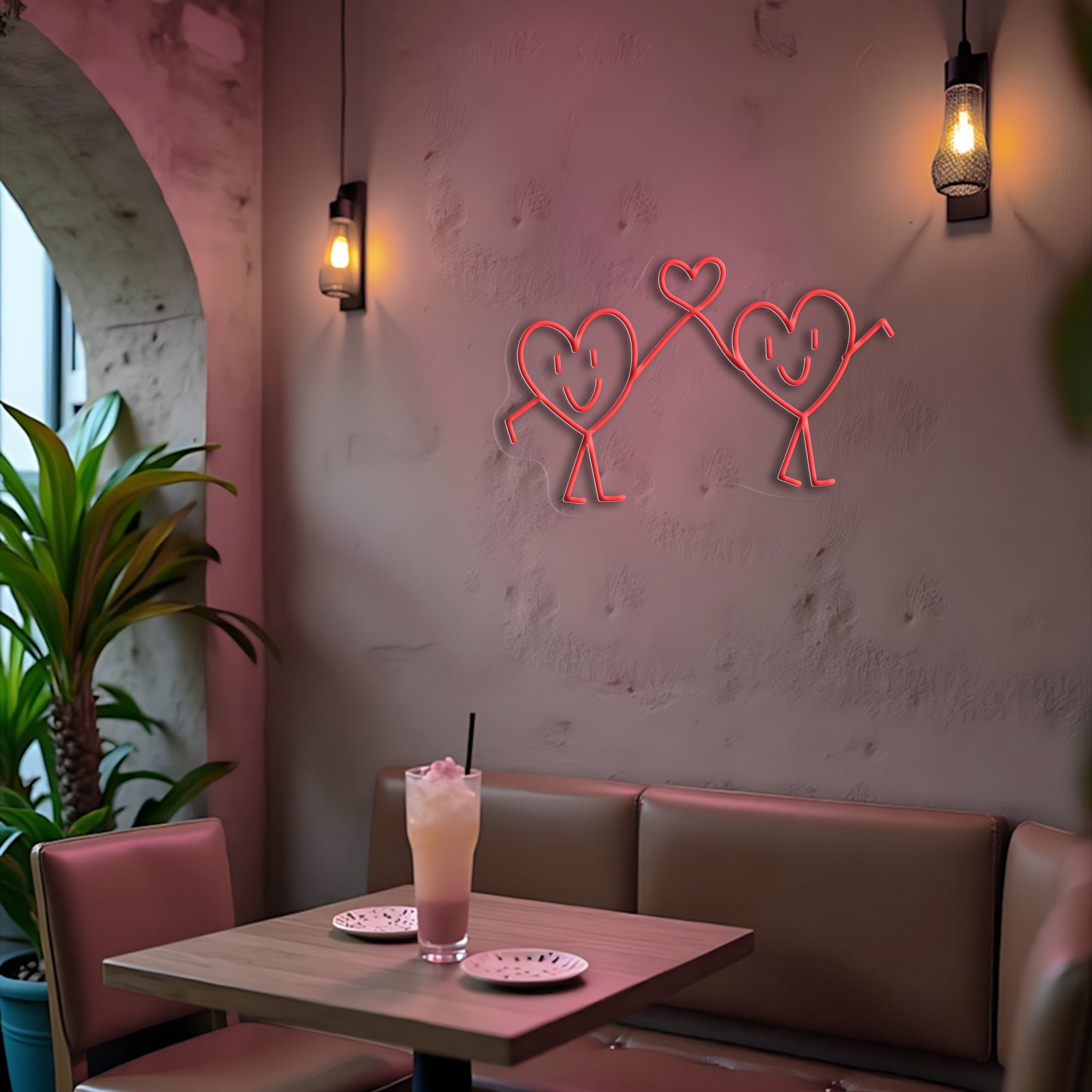 Cute Twin Heart Neon Sign