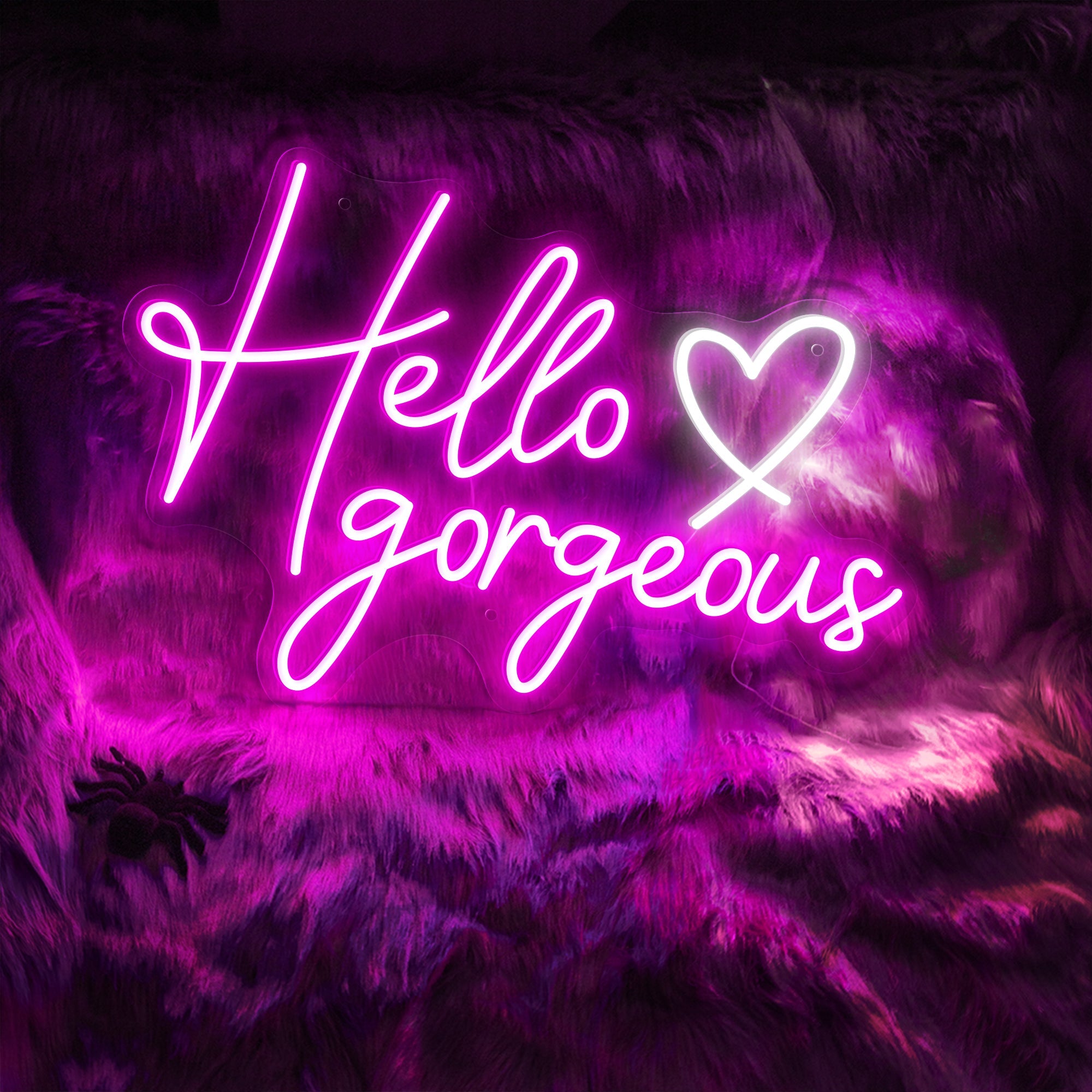 Hello gorgeous with heart icon LED Neon Light