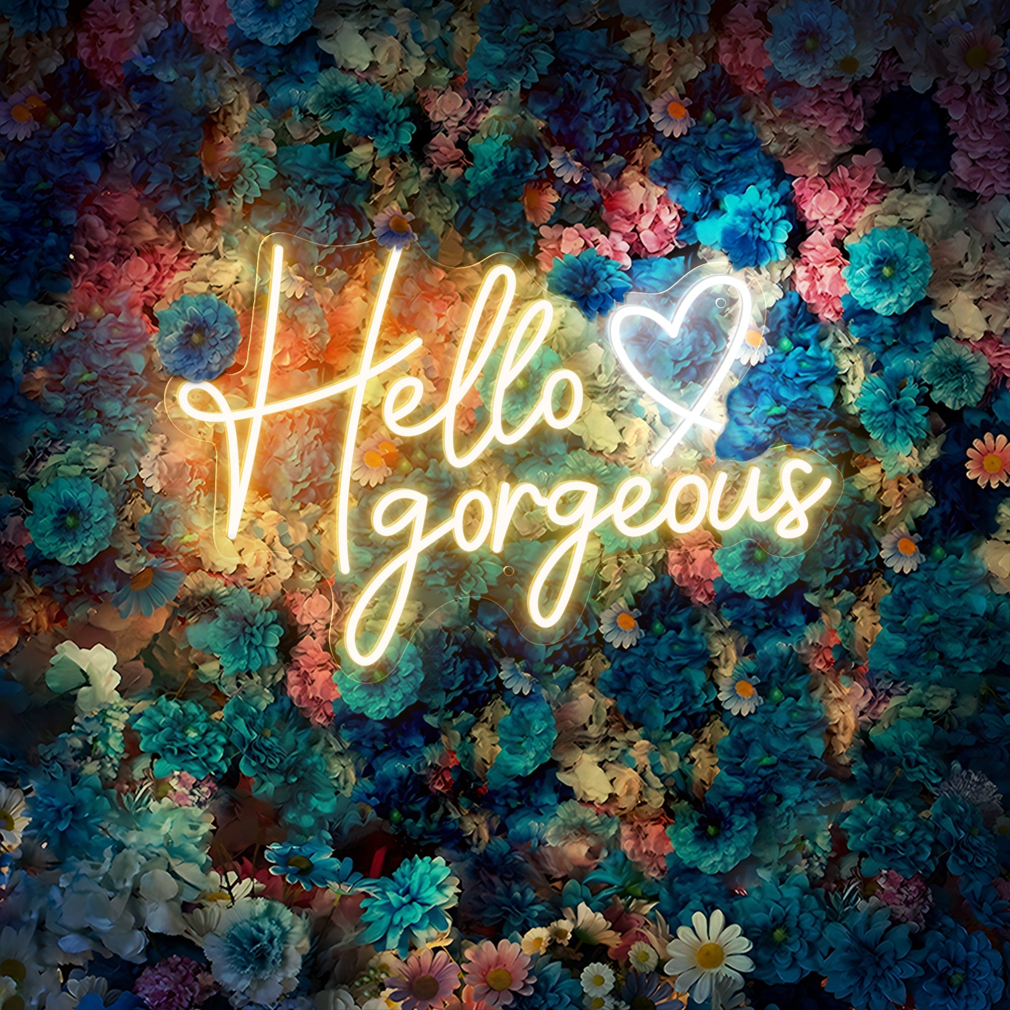 Hello gorgeous with heart icon LED Neon Light