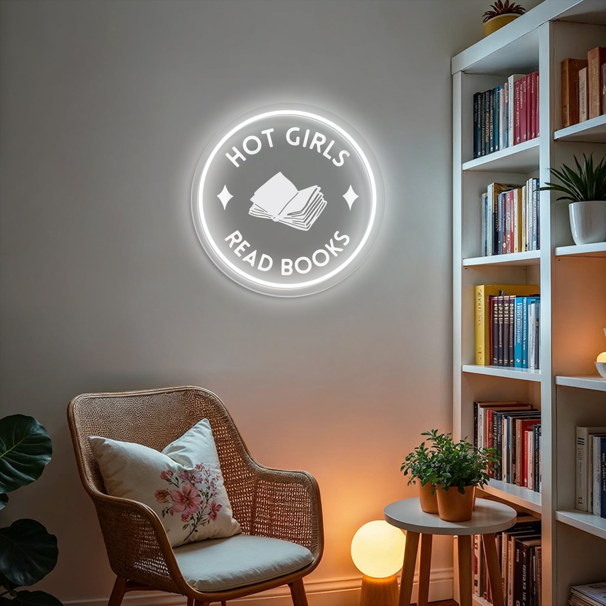 Hot Girls Read Books Neon Sign