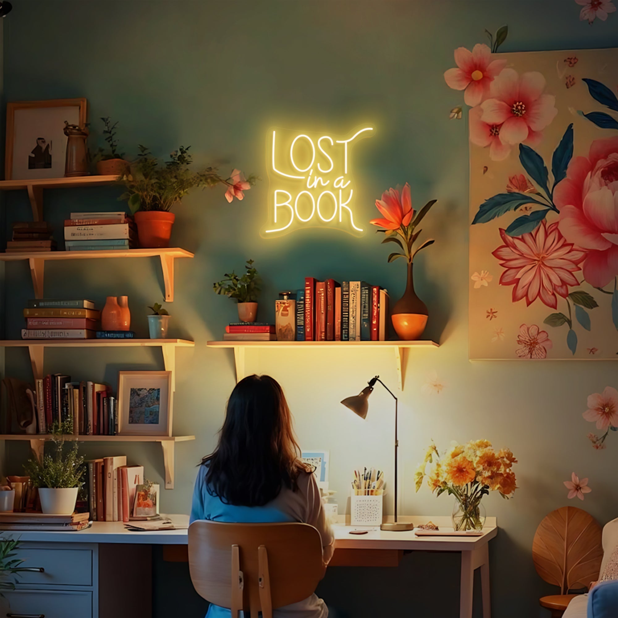 Lost in a Book Neon Sign