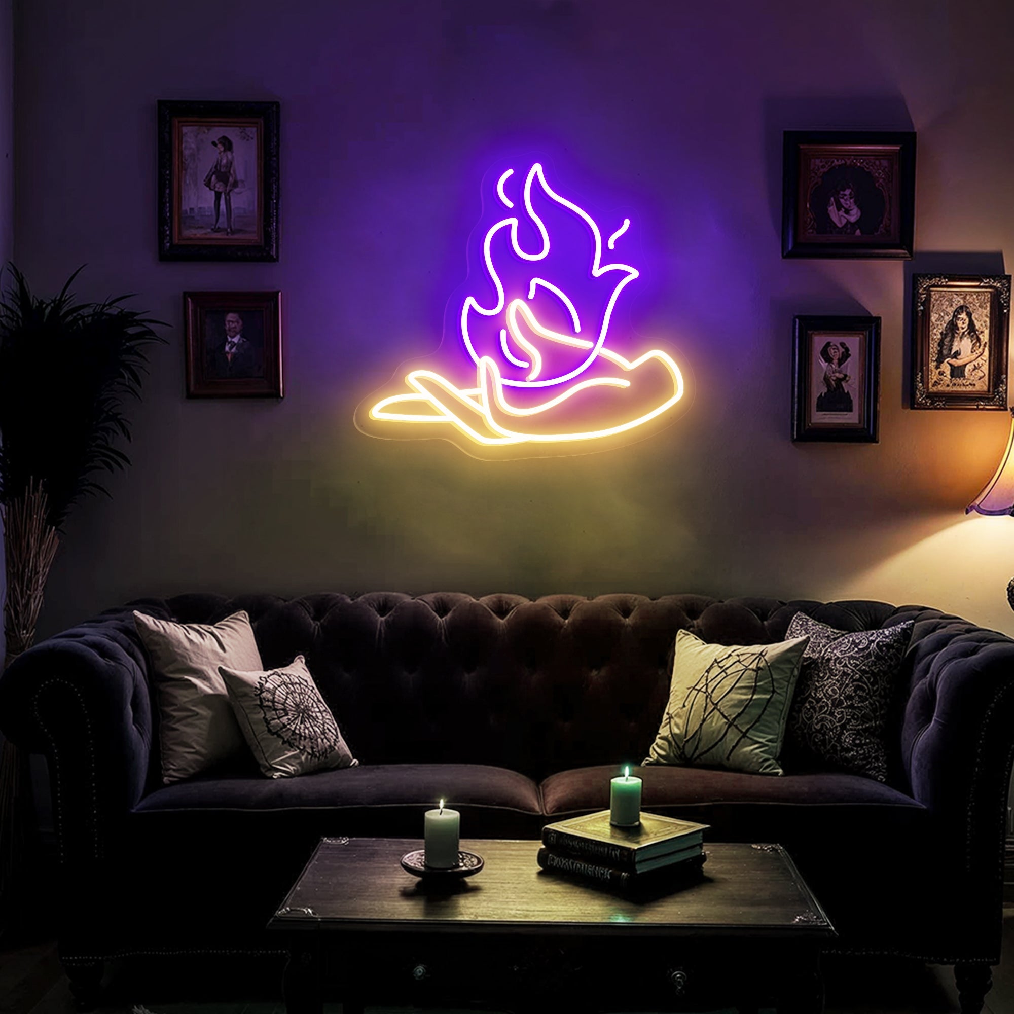 Flaming on Hand Neon LED Sign