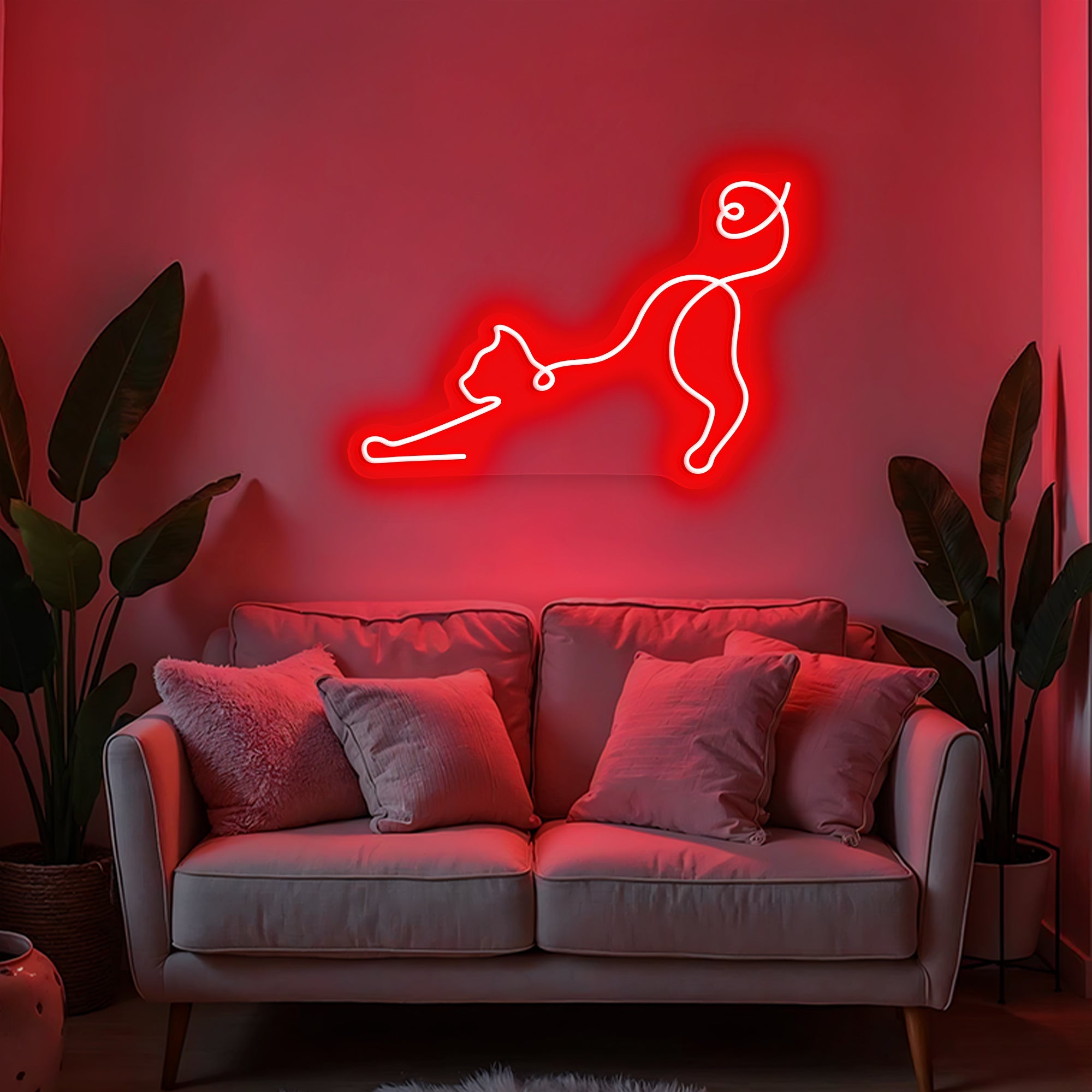 Stretching Cat Neon Sign