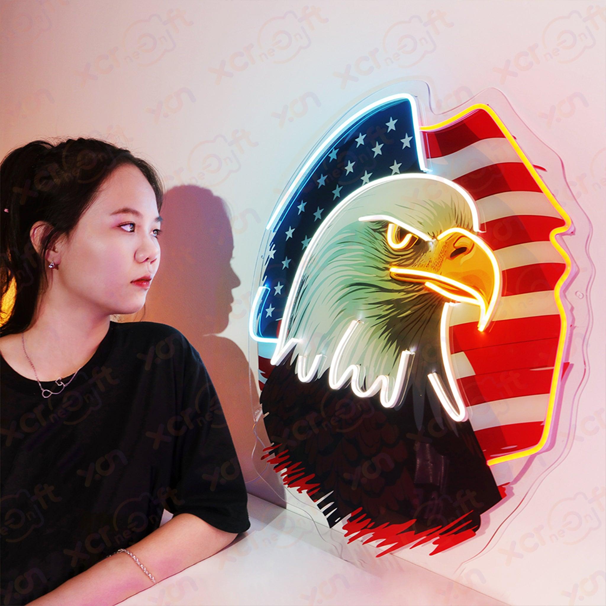 Us Eagle Neon Light Patriotic Door Decor