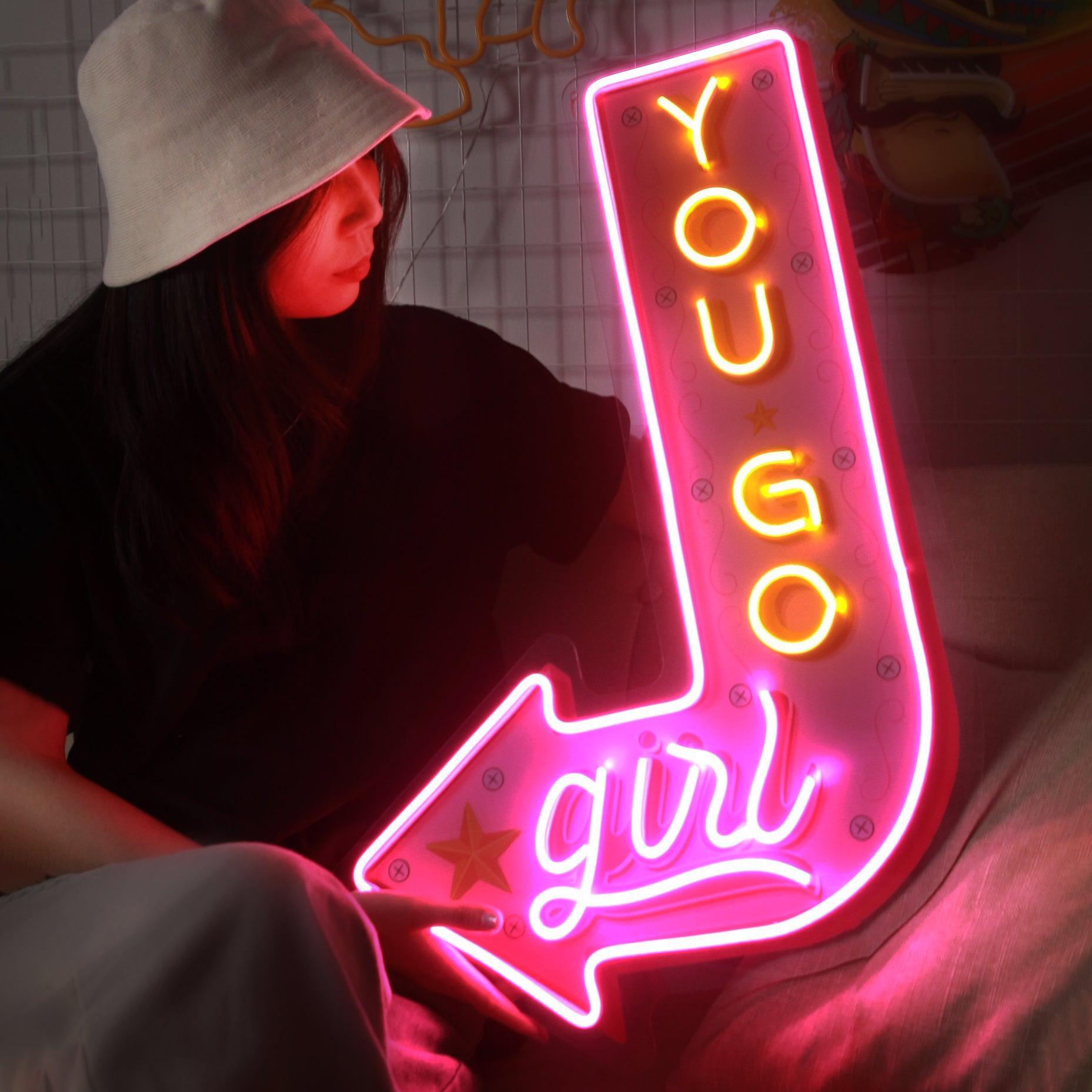 You Go Girl UV Printed Neon Sign Vintage Vibe